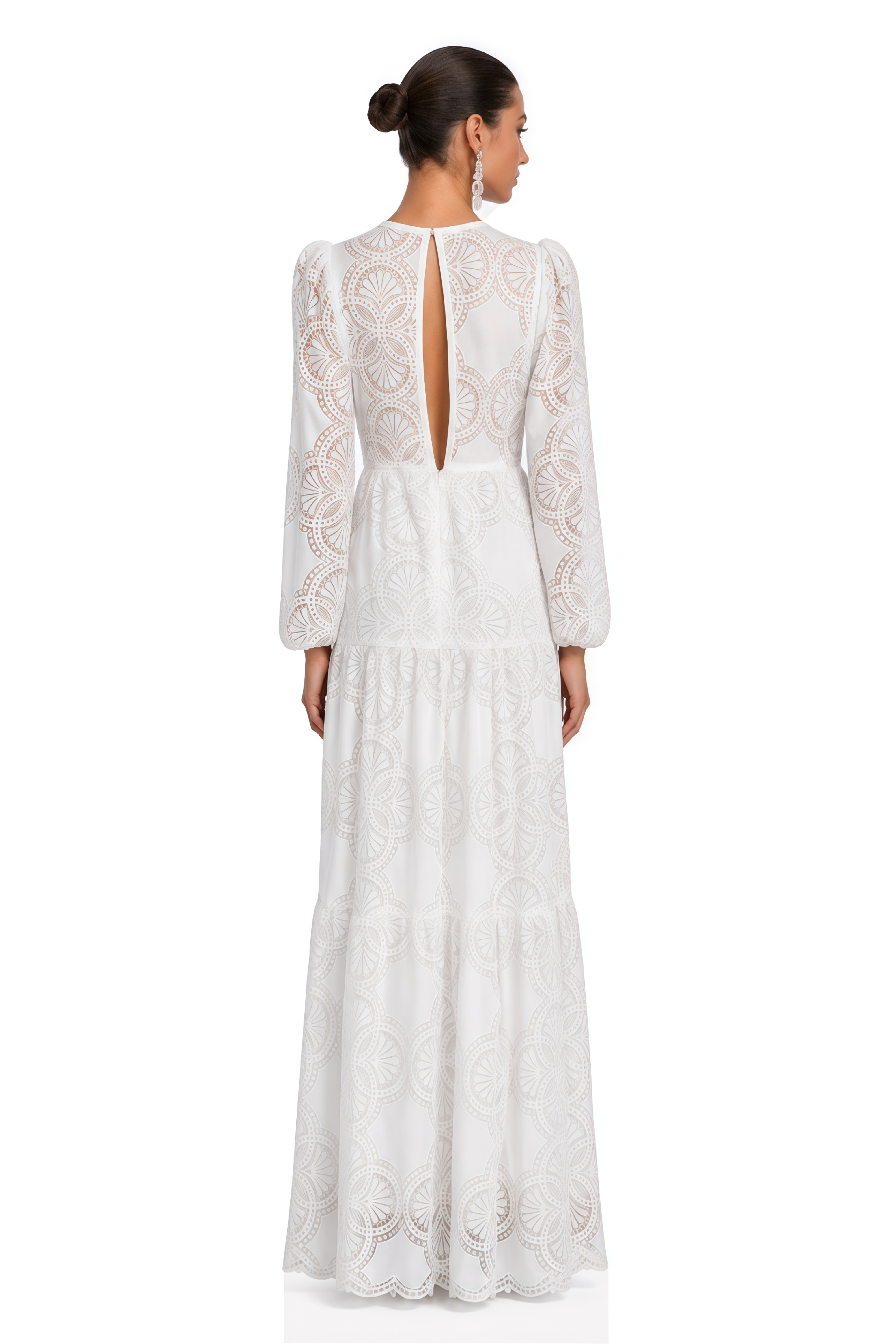 Ariane faux-floral embellished lace midi dress