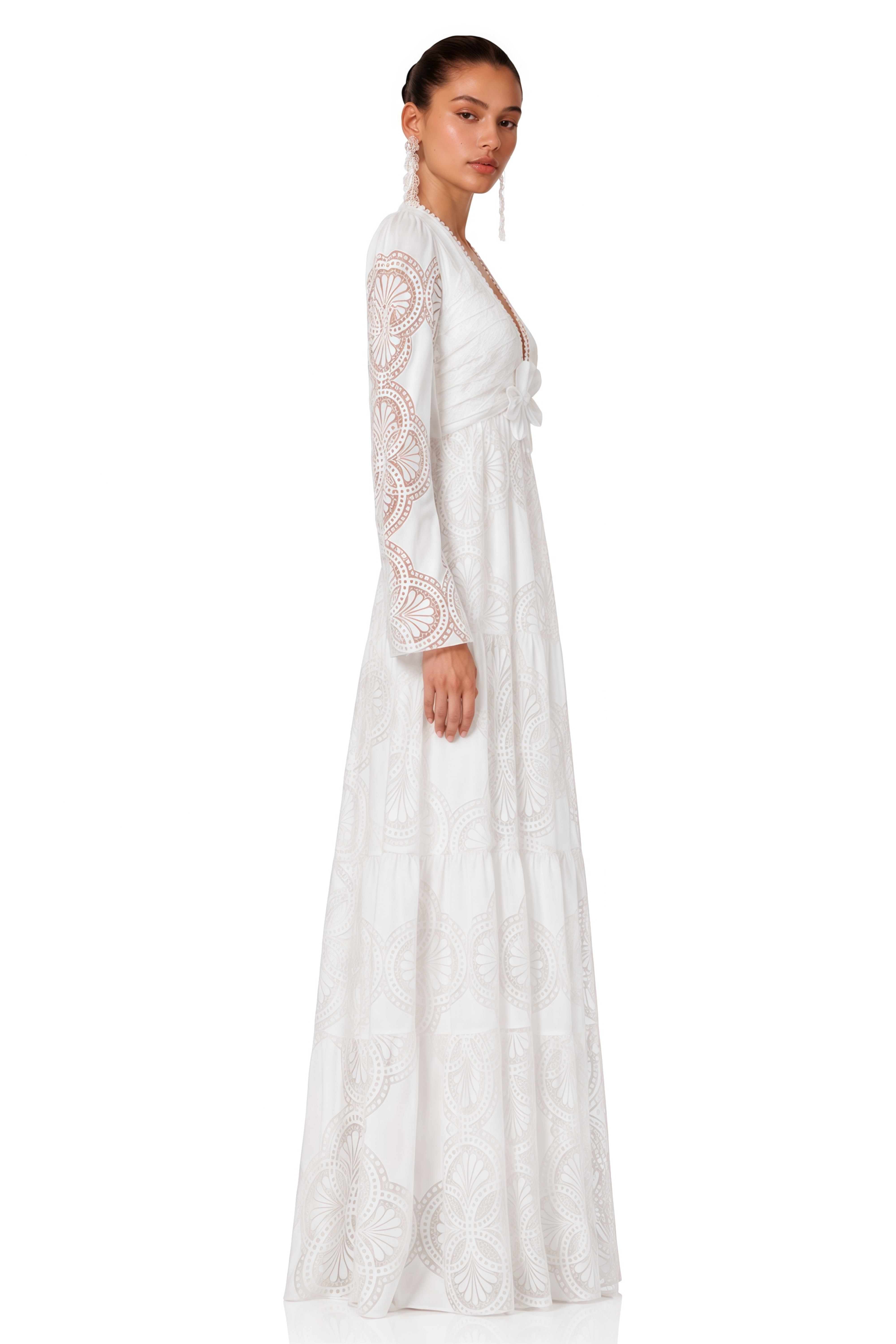 Ariane faux-floral embellished lace midi dress
