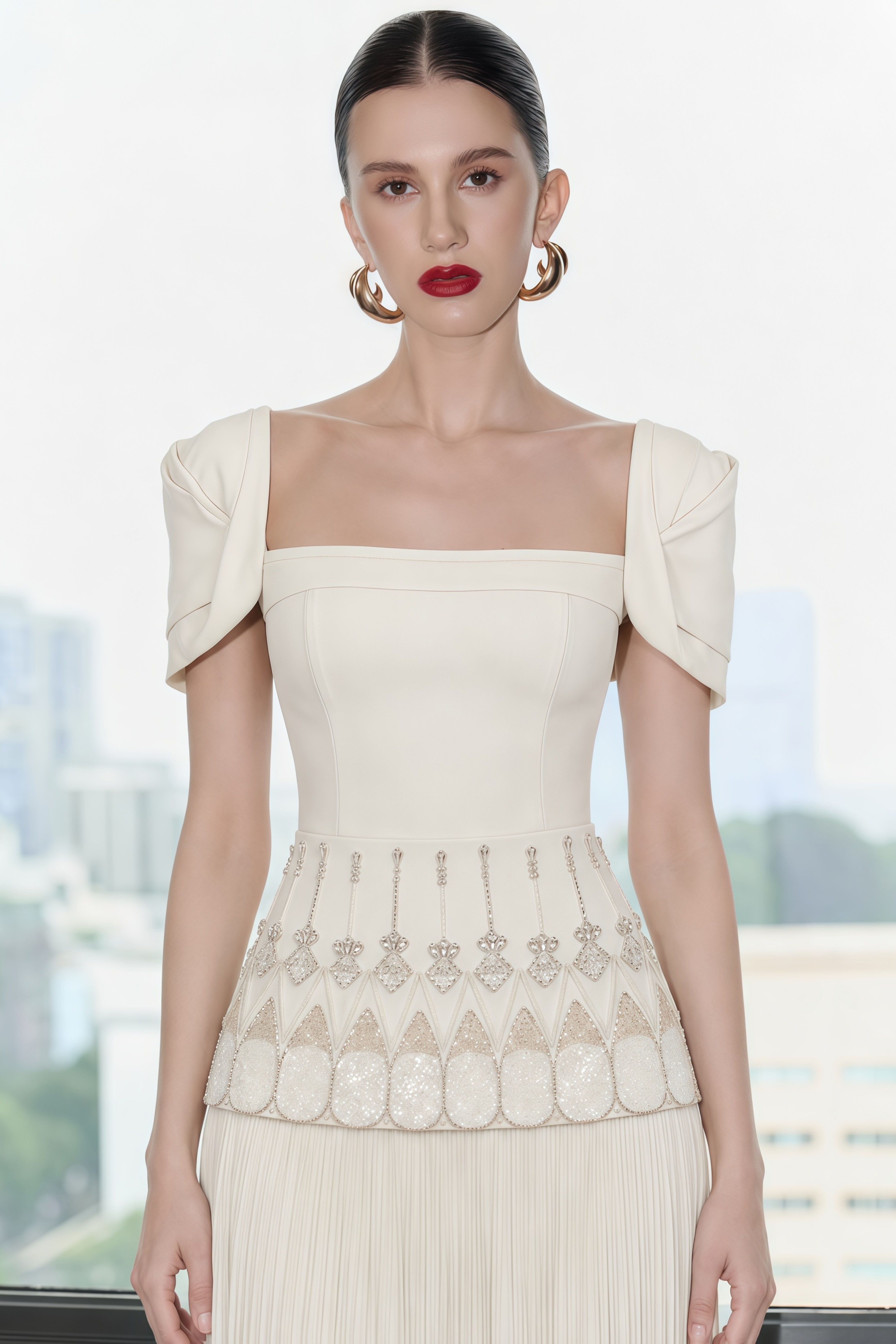 Arianwen White Embellished Fringe Maxi Dress