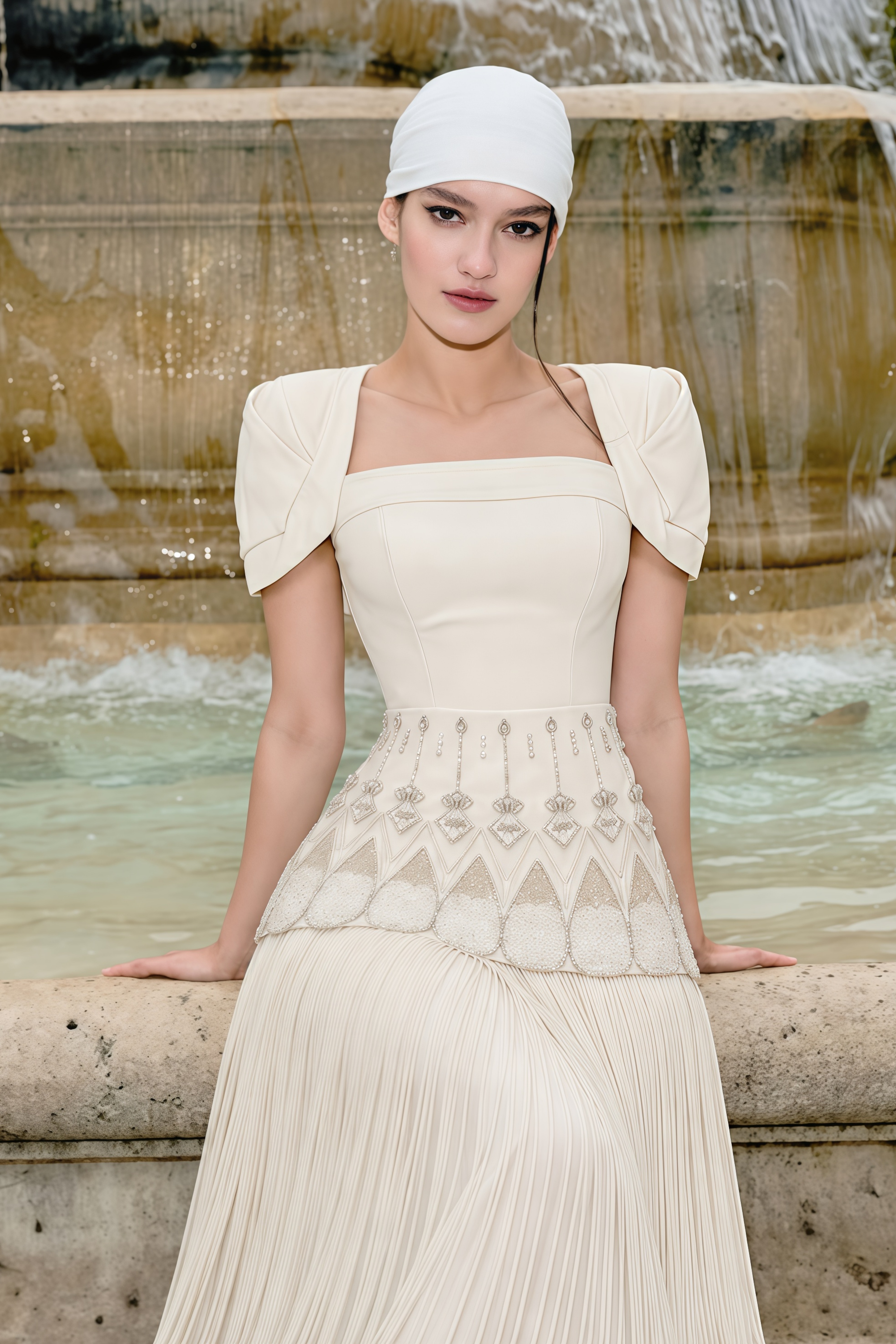 Arianwen White Embellished Fringe Maxi Dress