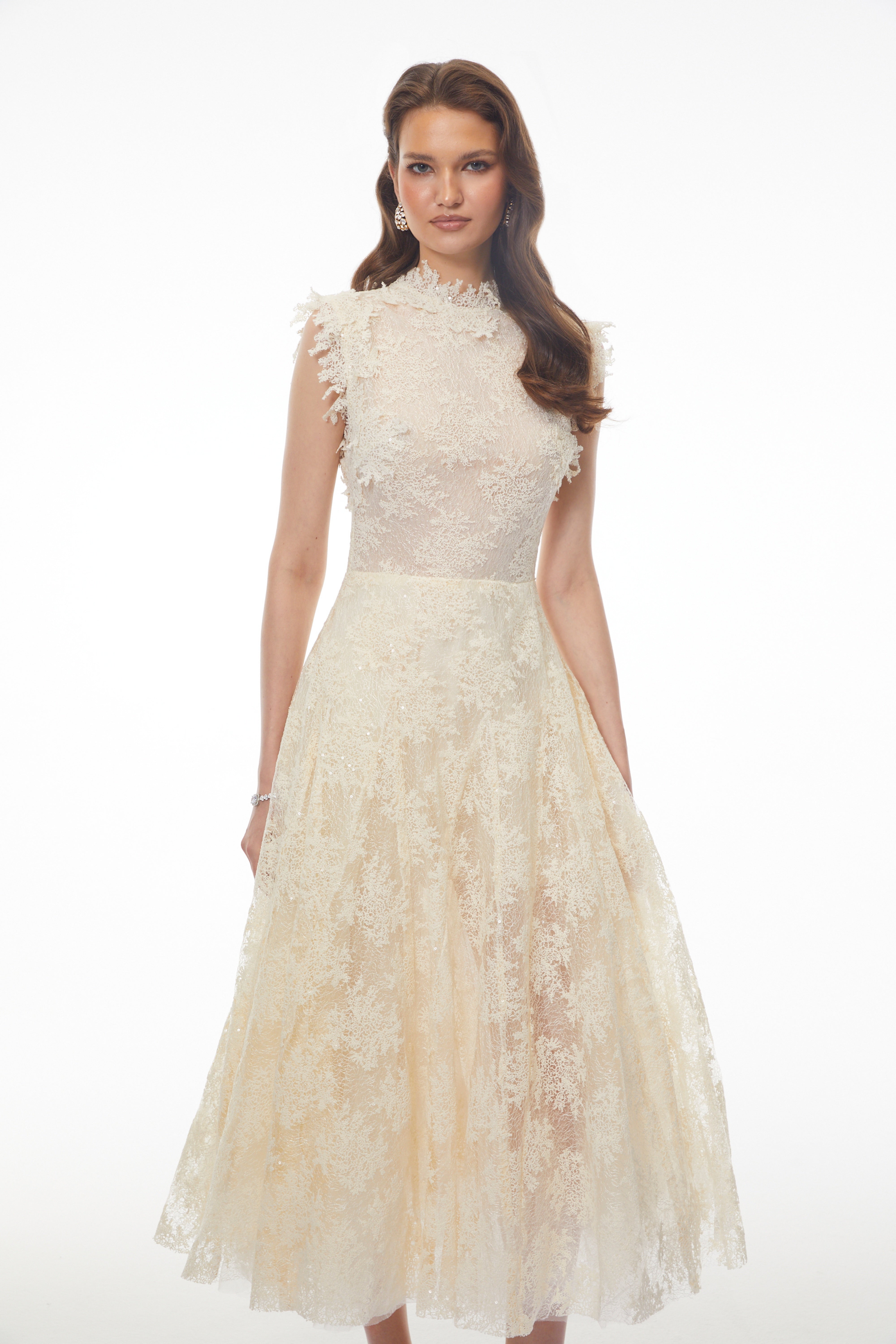 Assunta White Floral Embroidered Midi Dress