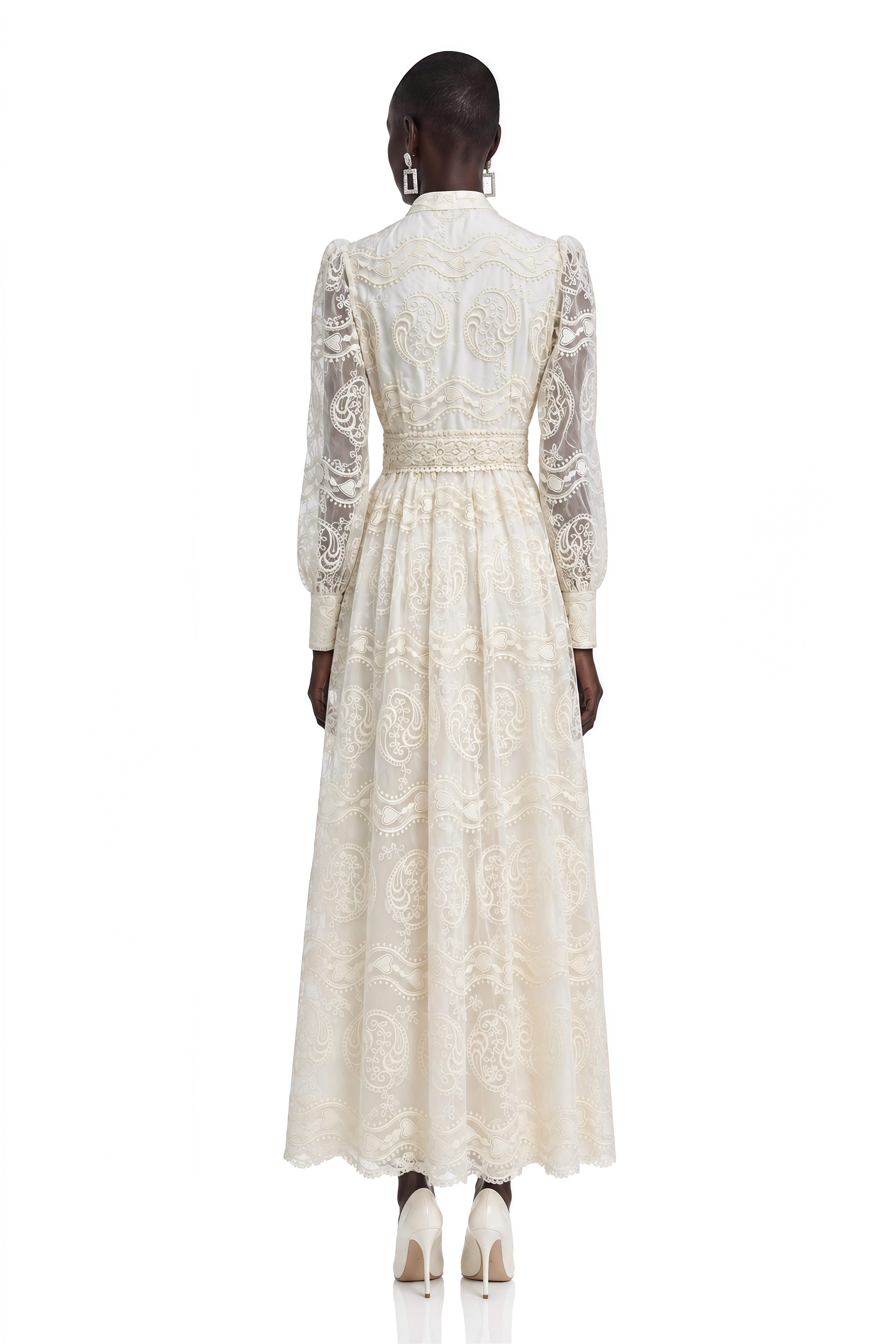 Avenelle White Lace V-Neck Maxi Dress