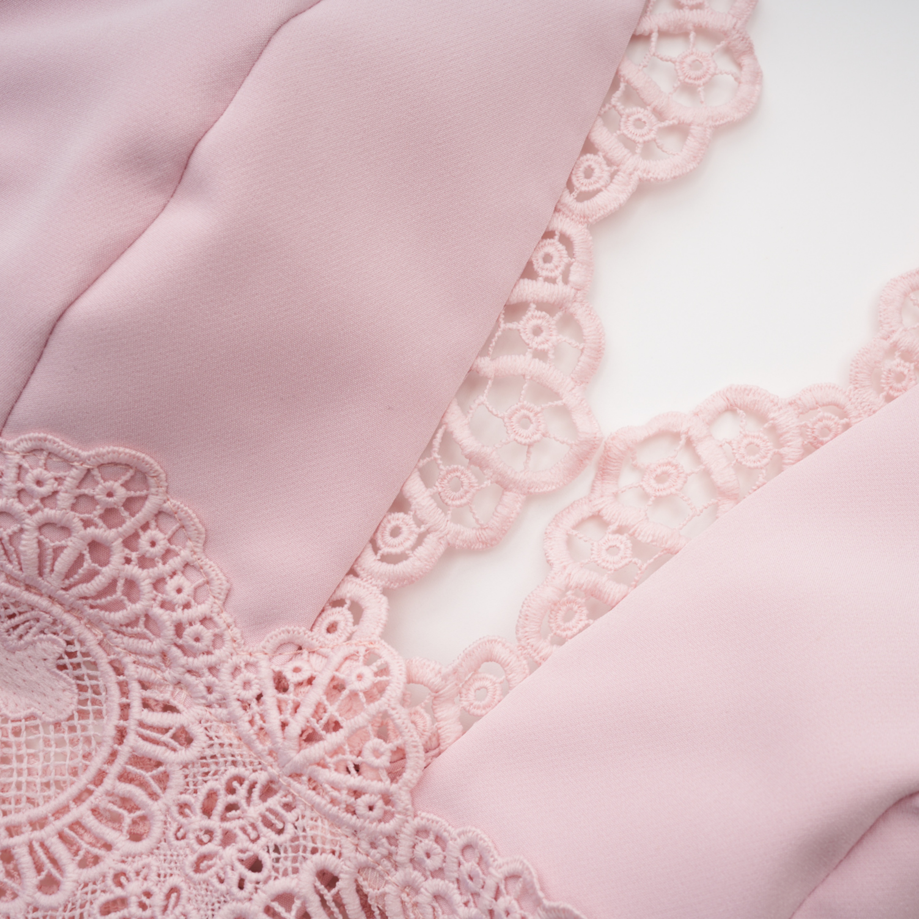 Ayla Pink Halterneck Top & Skirt Set with Lace Trim