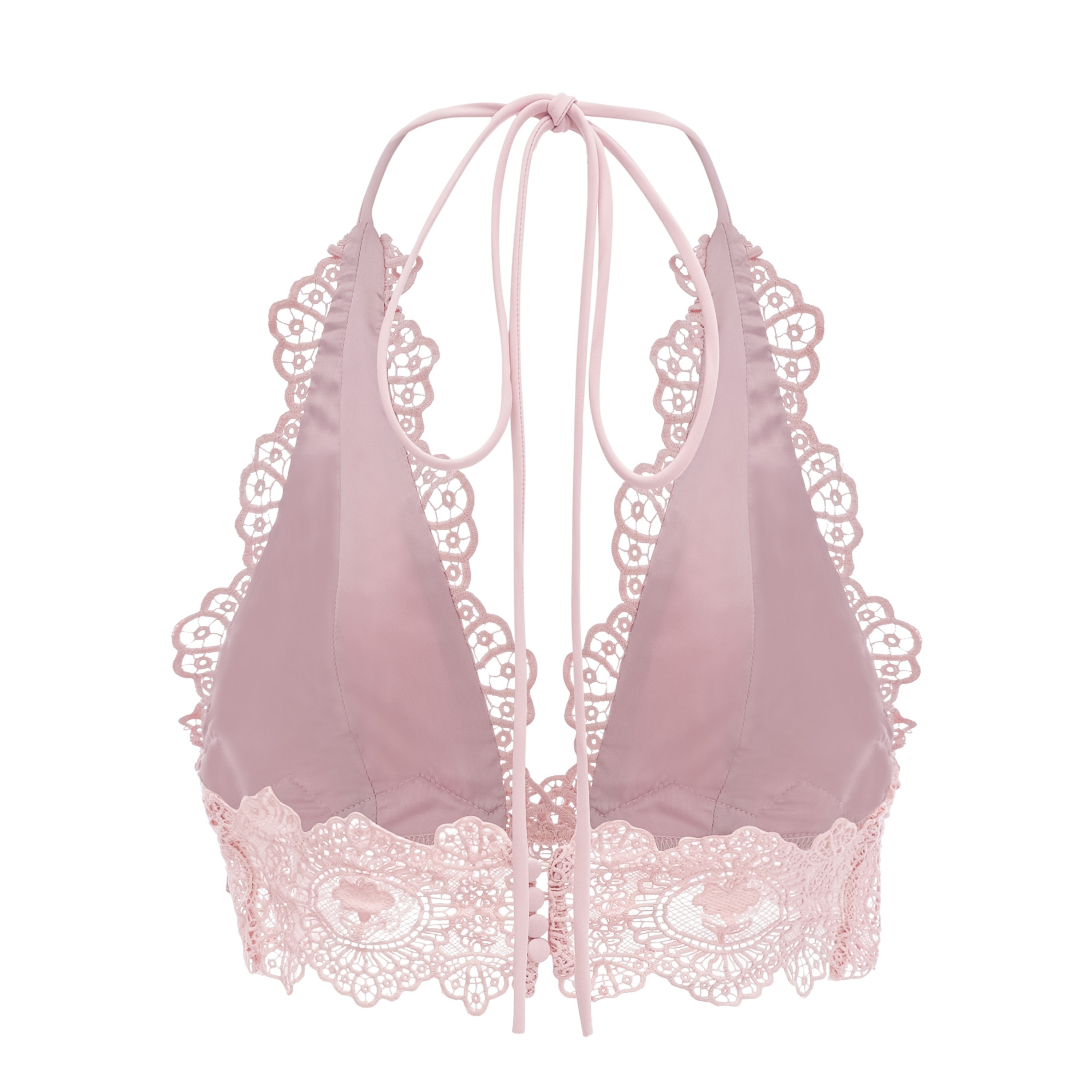 Ayla Pink Halterneck Top & Skirt Set with Lace Trim