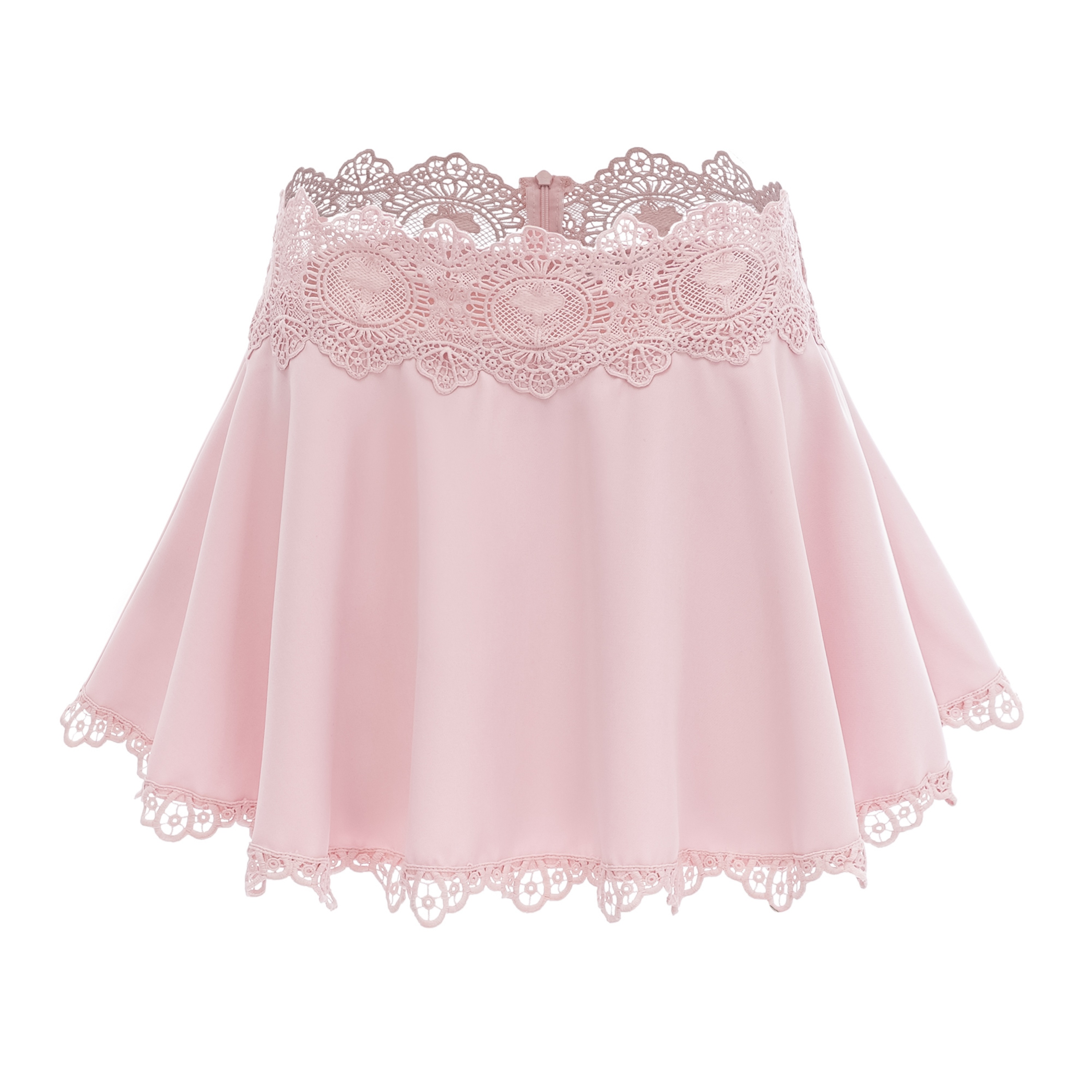 Ayla Pink Halterneck Top & Skirt Set with Lace Trim