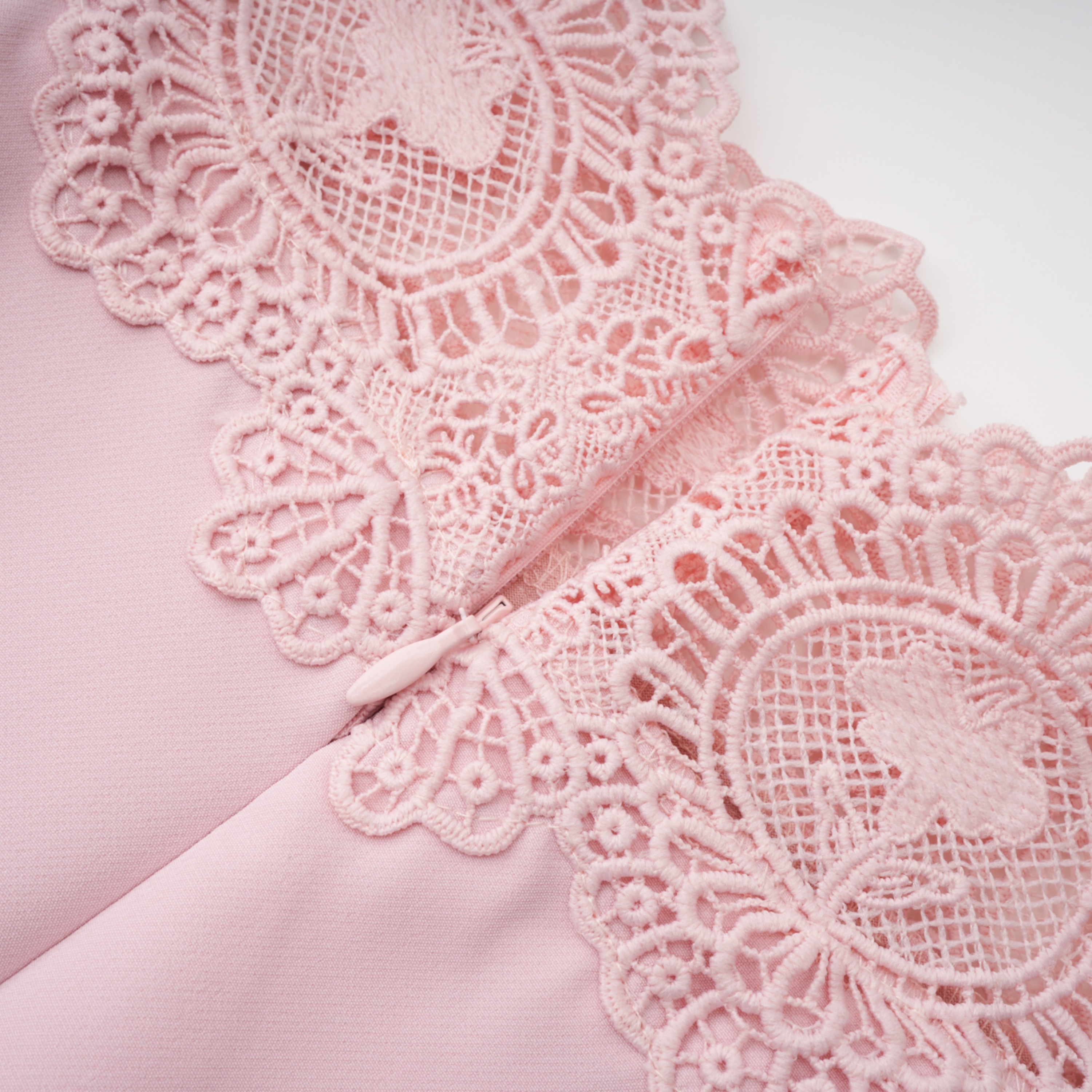Ayla Pink Halterneck Top & Skirt Set with Lace Trim