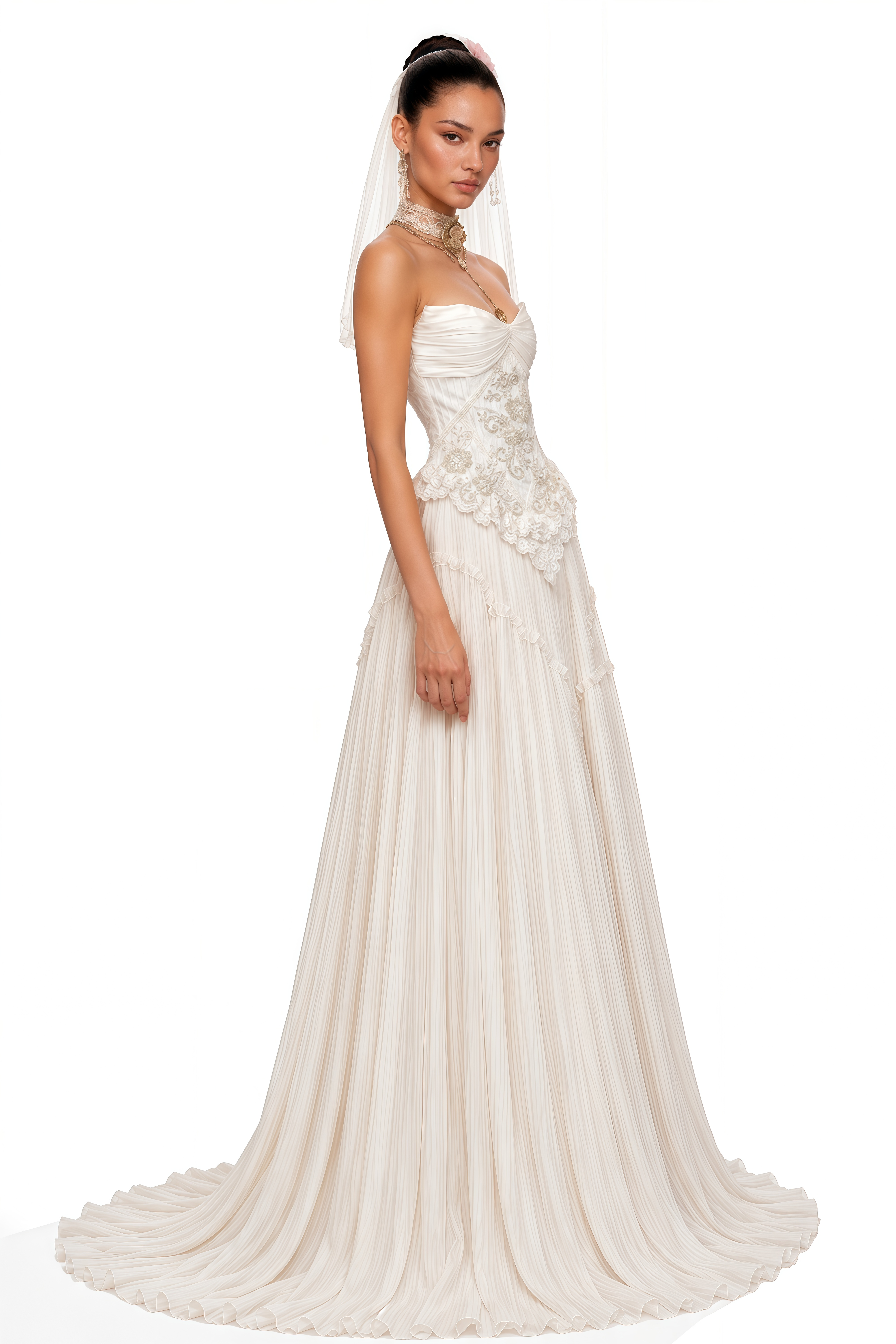 Azelie White Off-Shoulder Pleated Maxi Dress with Shawl