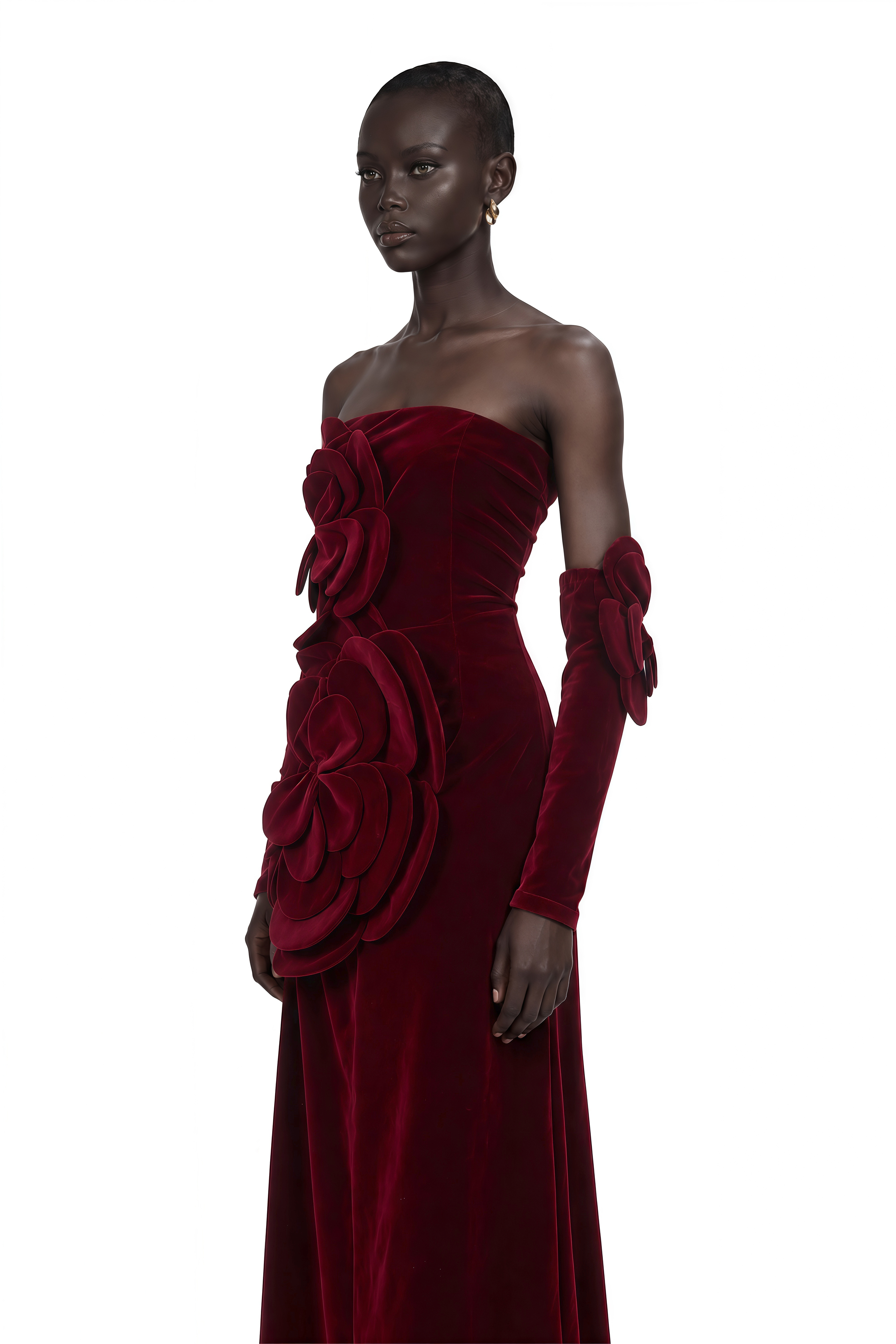 Azura Red Floral Appliqué Maxi Dress