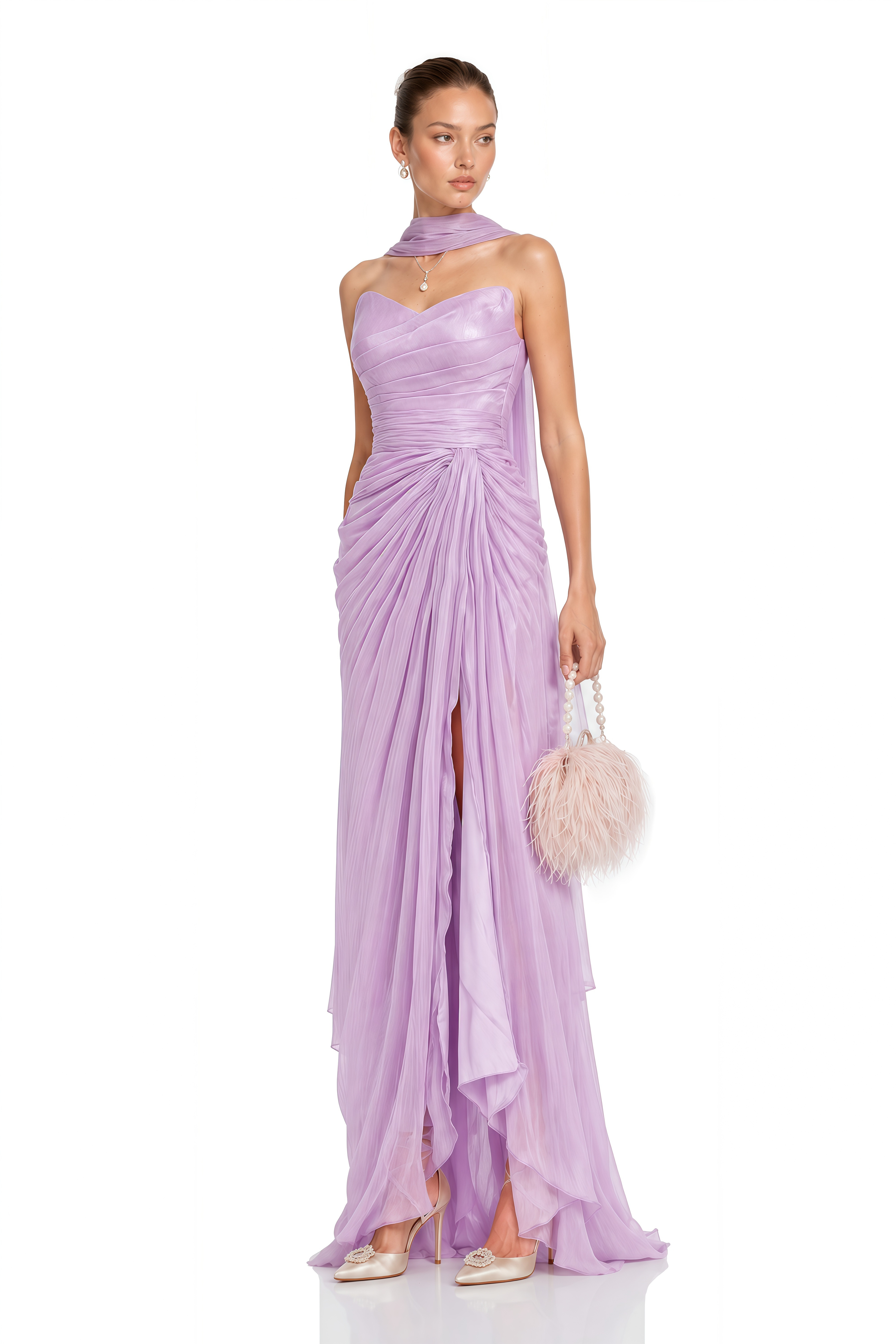 Barbara Purple Sleeveless Pleated Maxi Dress