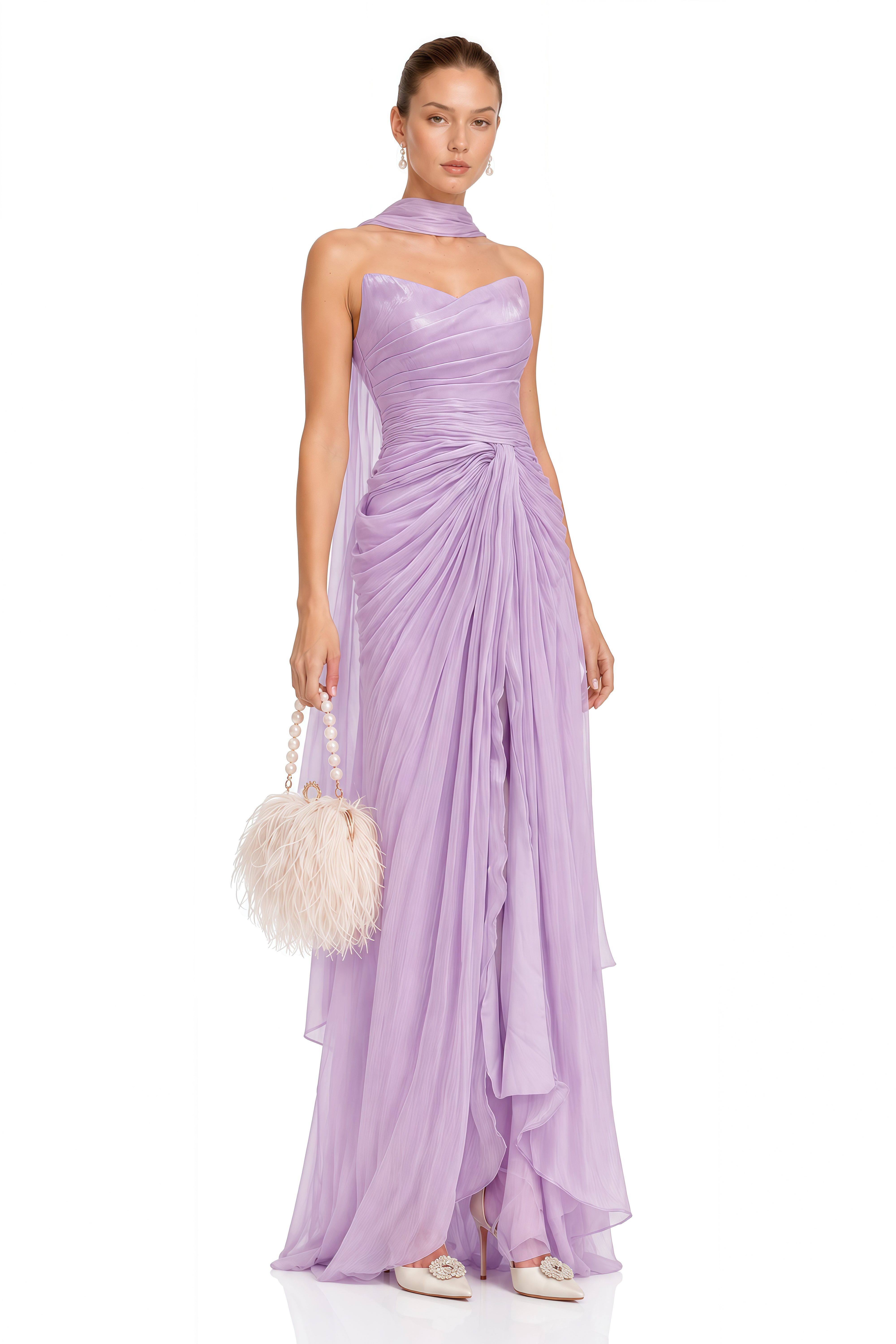 Barbara Purple Sleeveless Pleated Maxi Dress