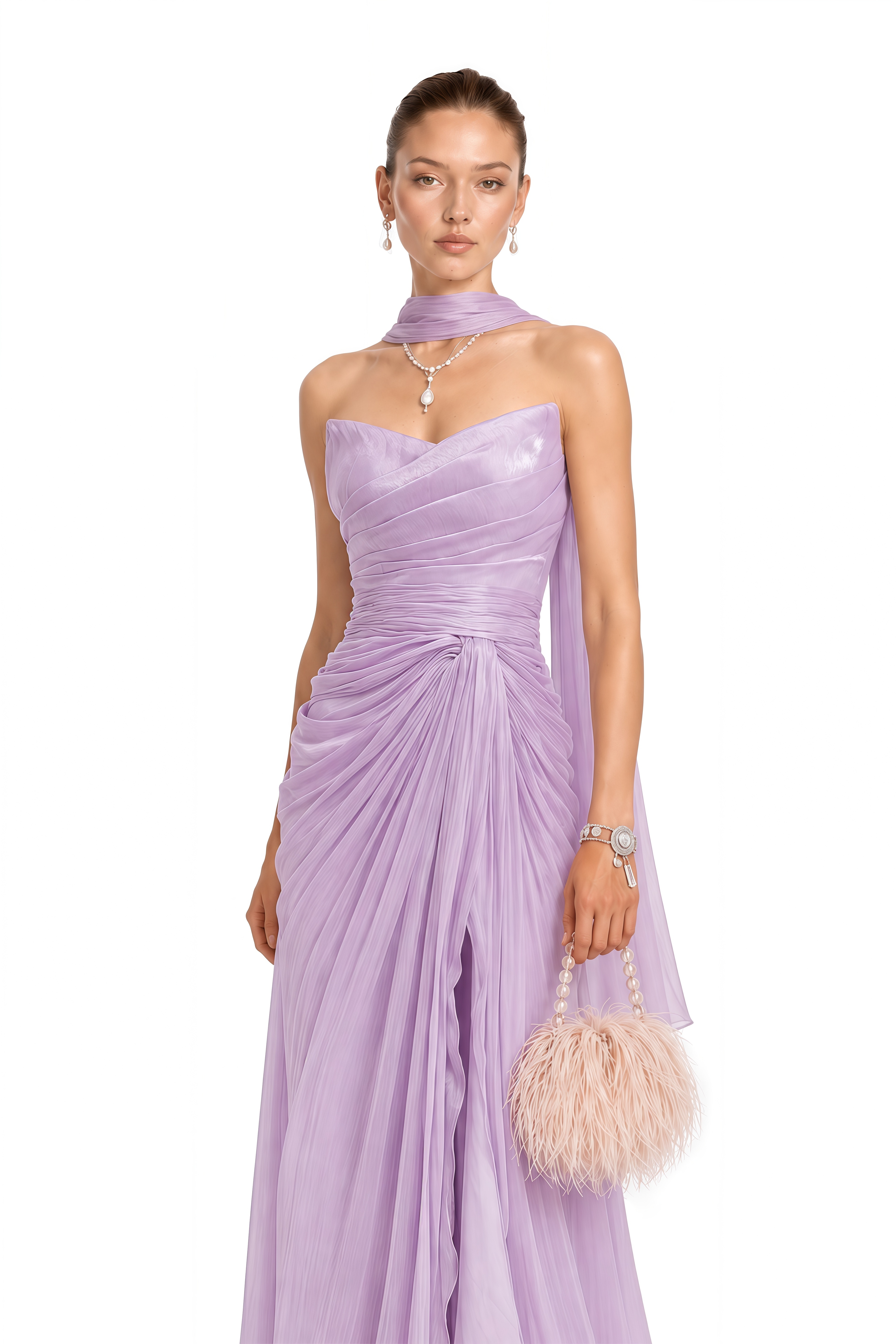 Barbara Purple Sleeveless Pleated Maxi Dress