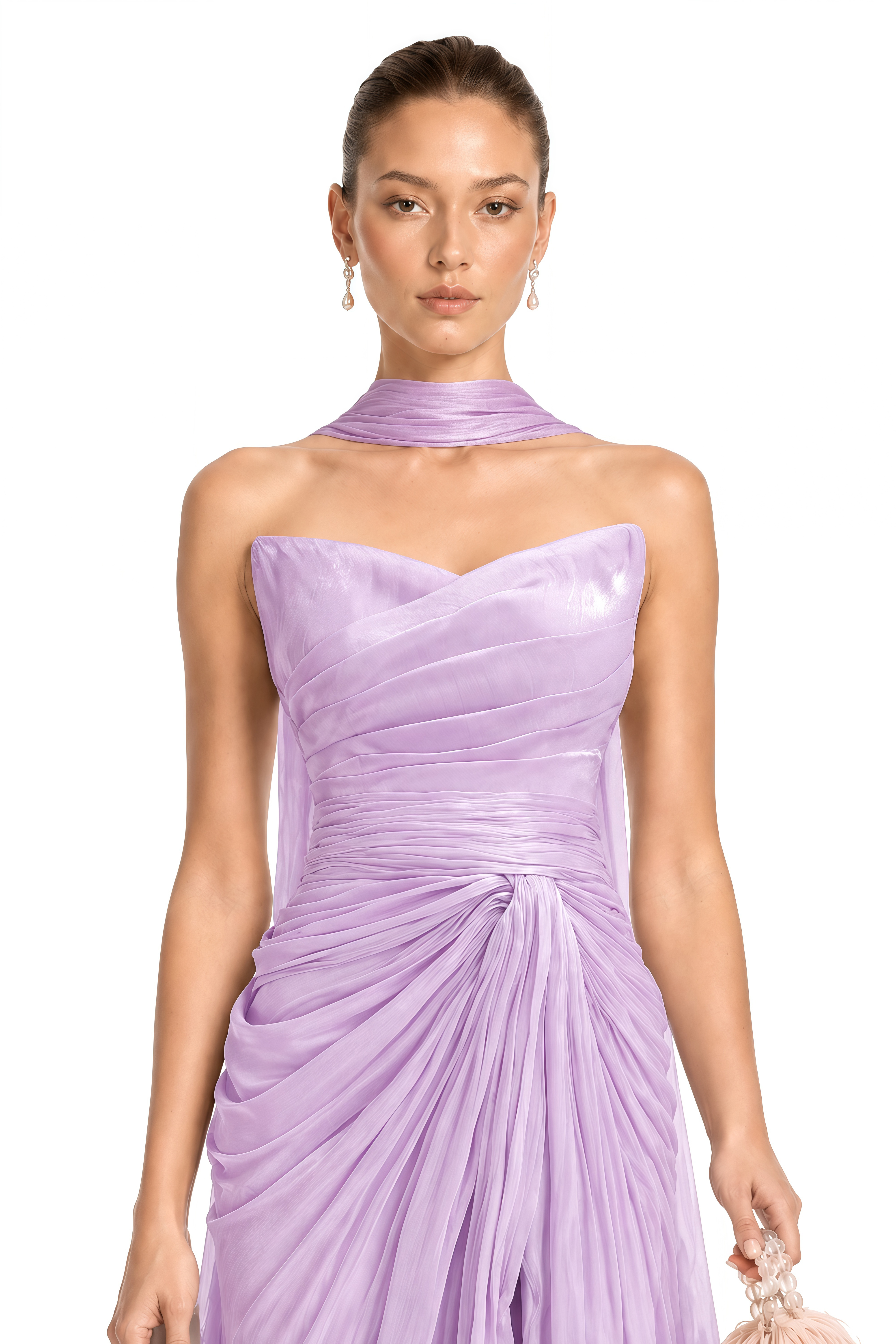 Barbara Purple Sleeveless Pleated Maxi Dress