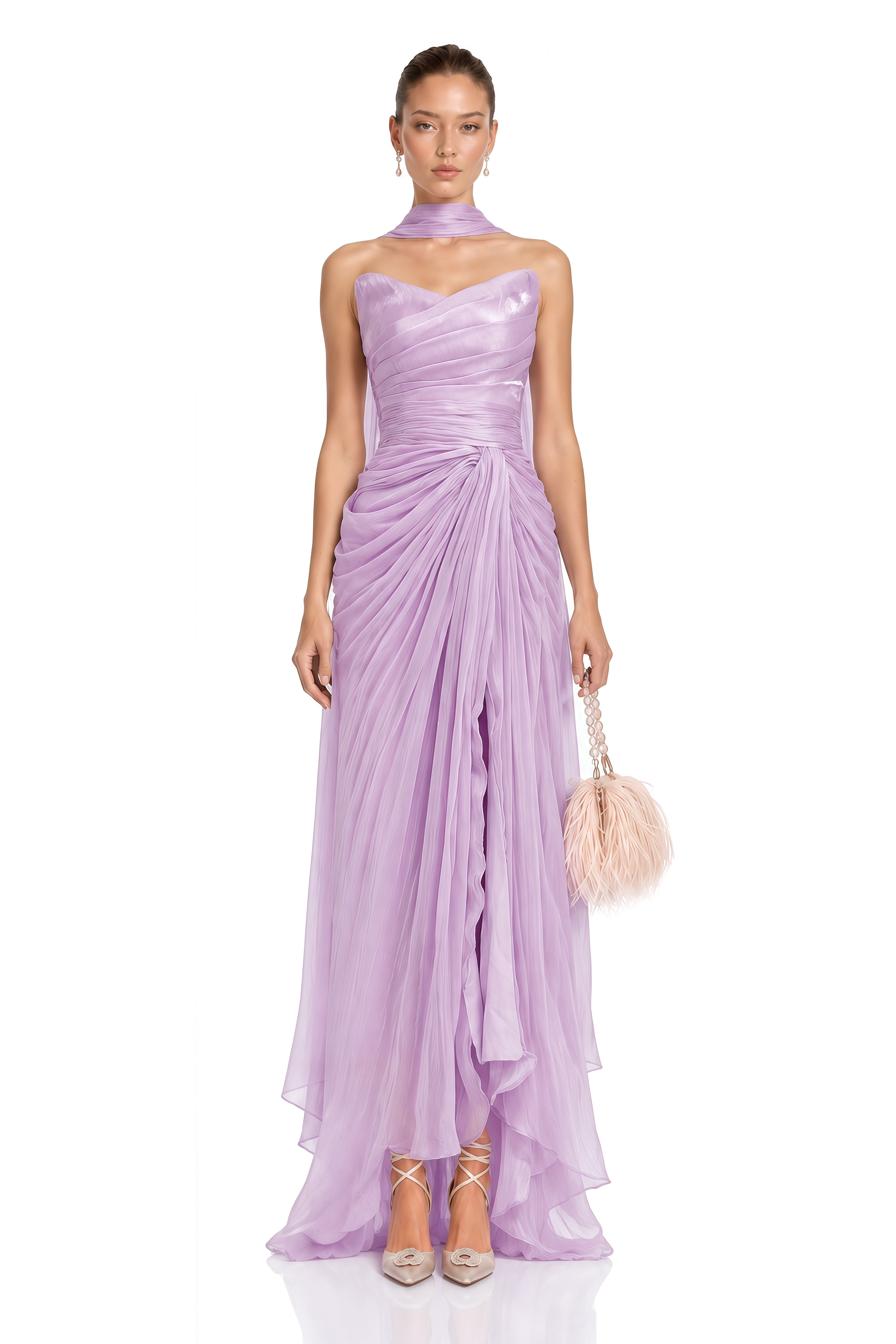 Barbara Purple Sleeveless Pleated Maxi Dress