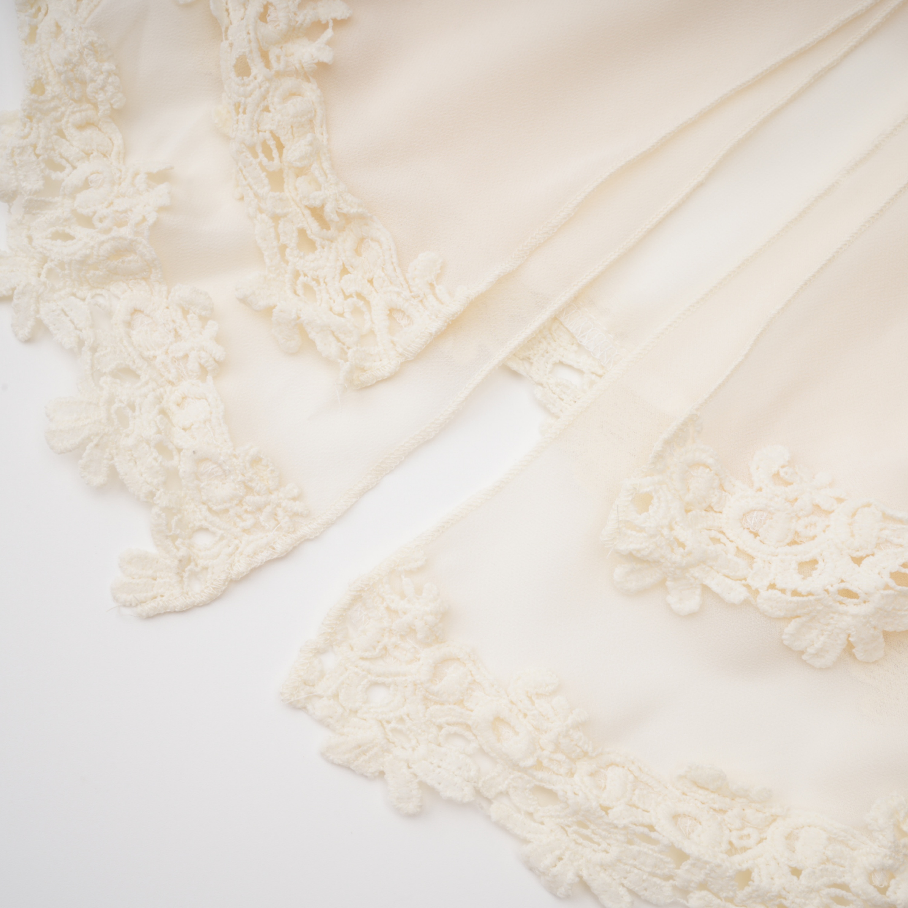 Benigna White Cape Sleeve Top & Skirt Set With Lace Trim