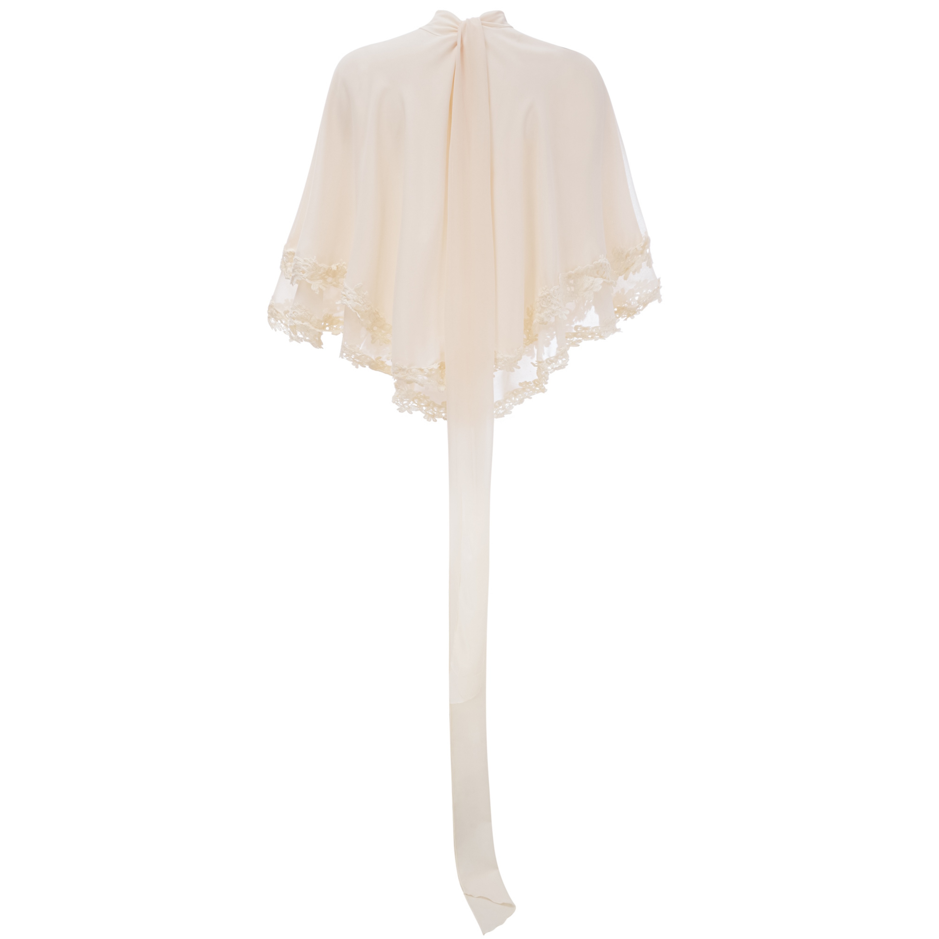 Benigna White Cape Sleeve Top & Skirt Set With Lace Trim