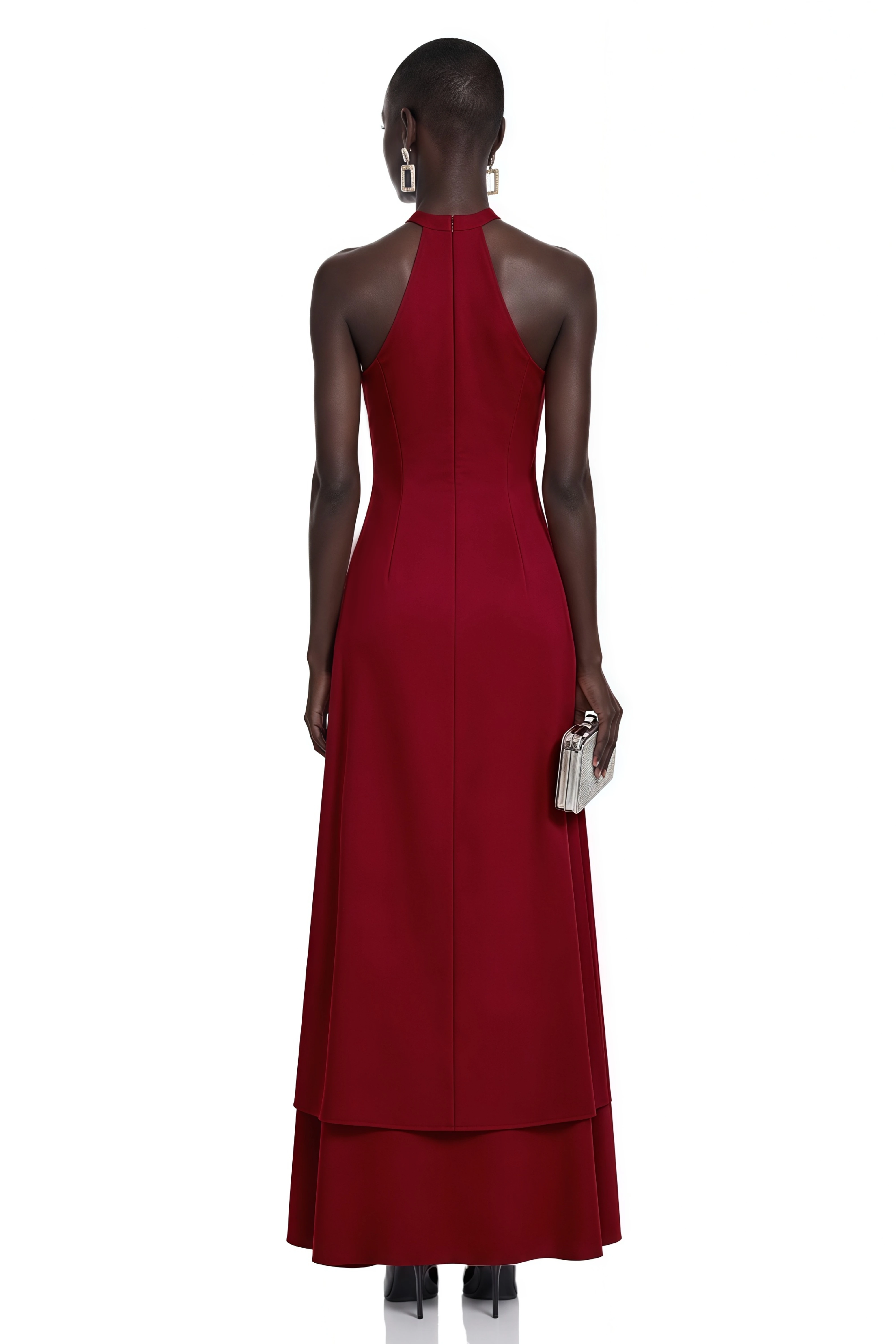Berenice Red Halterneck Maxi Dress with Cut-Outs