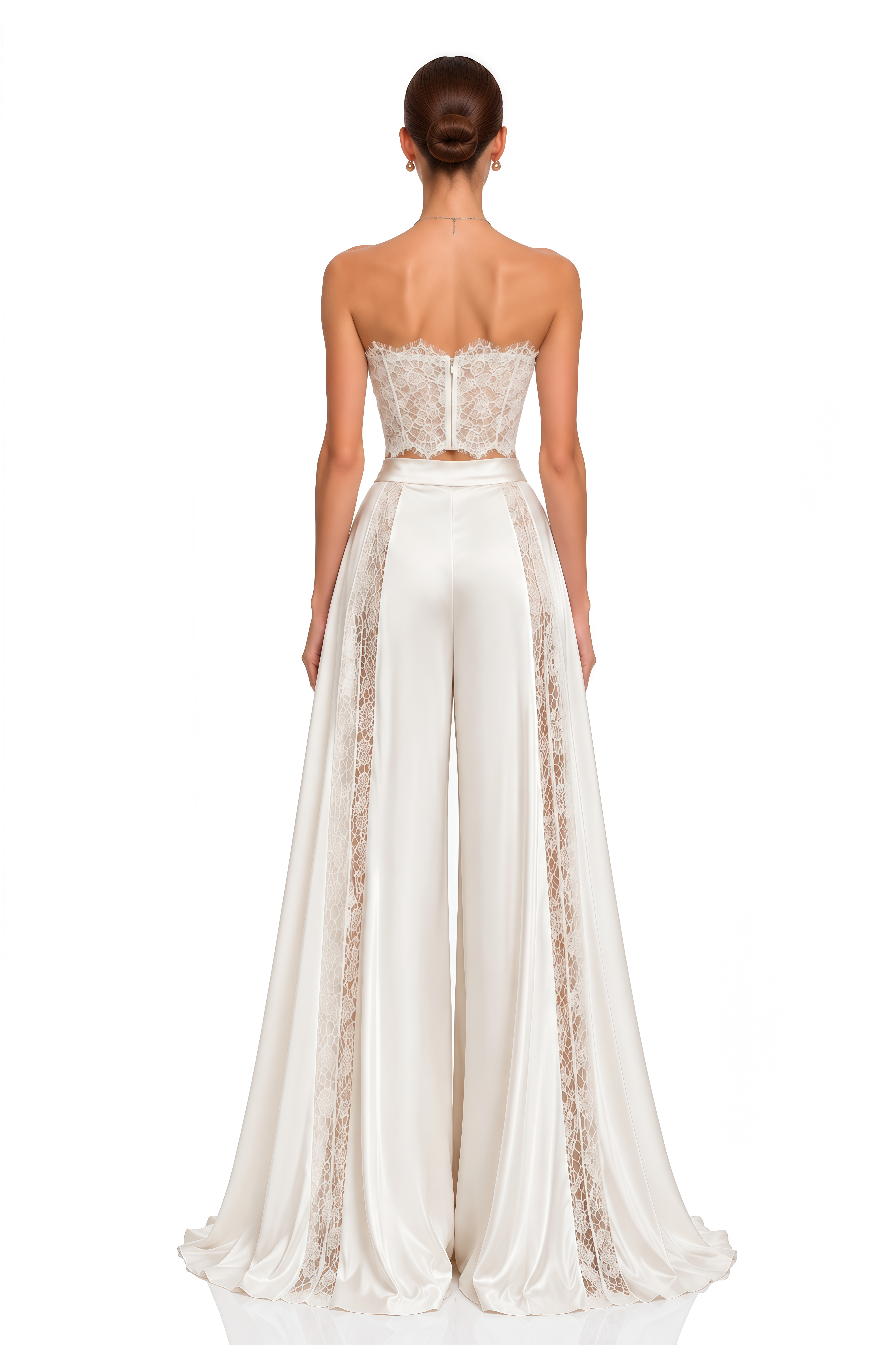 Blanka White Lace Top & Wide Leg Trousers Set