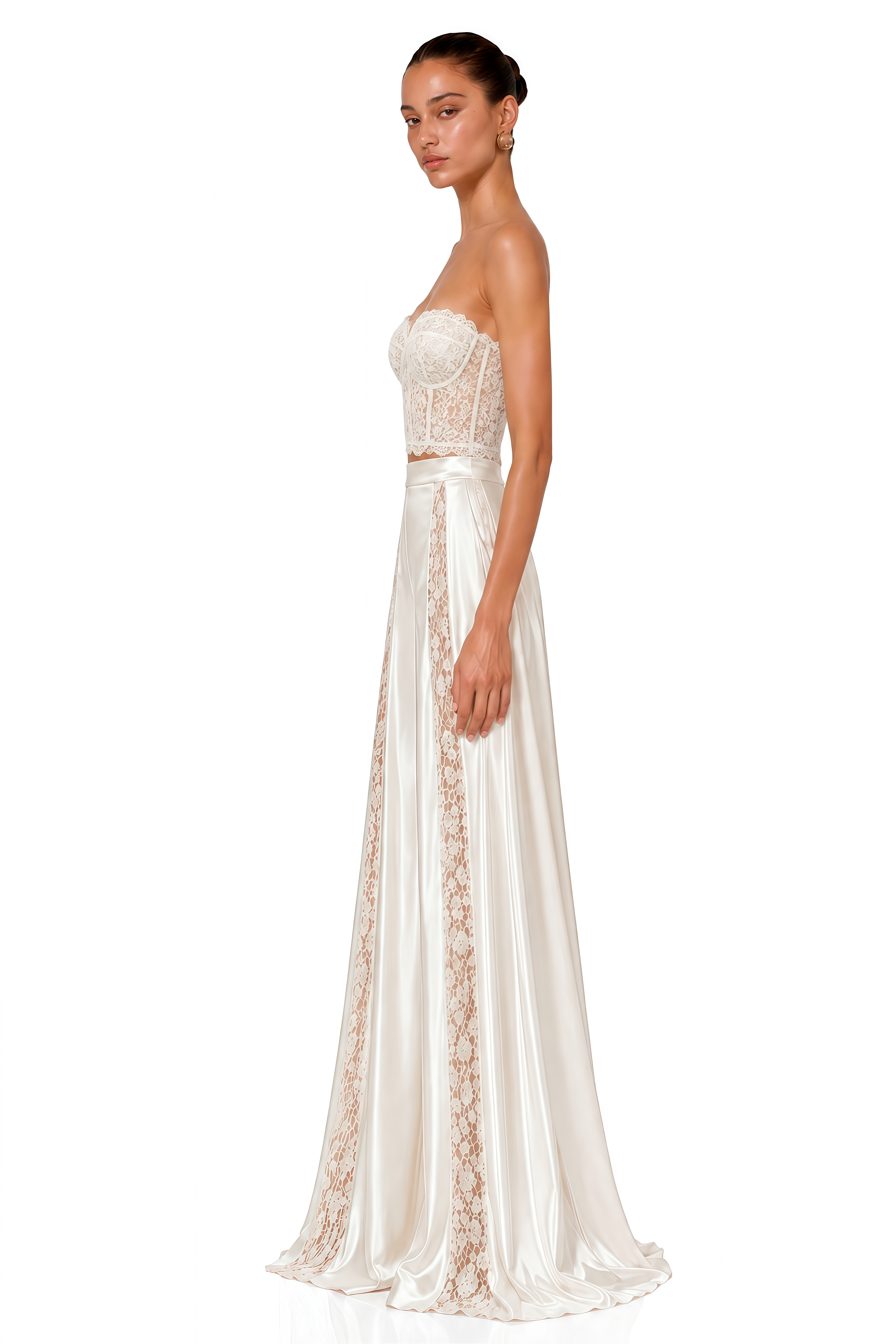 Blanka White Lace Top & Wide Leg Trousers Set