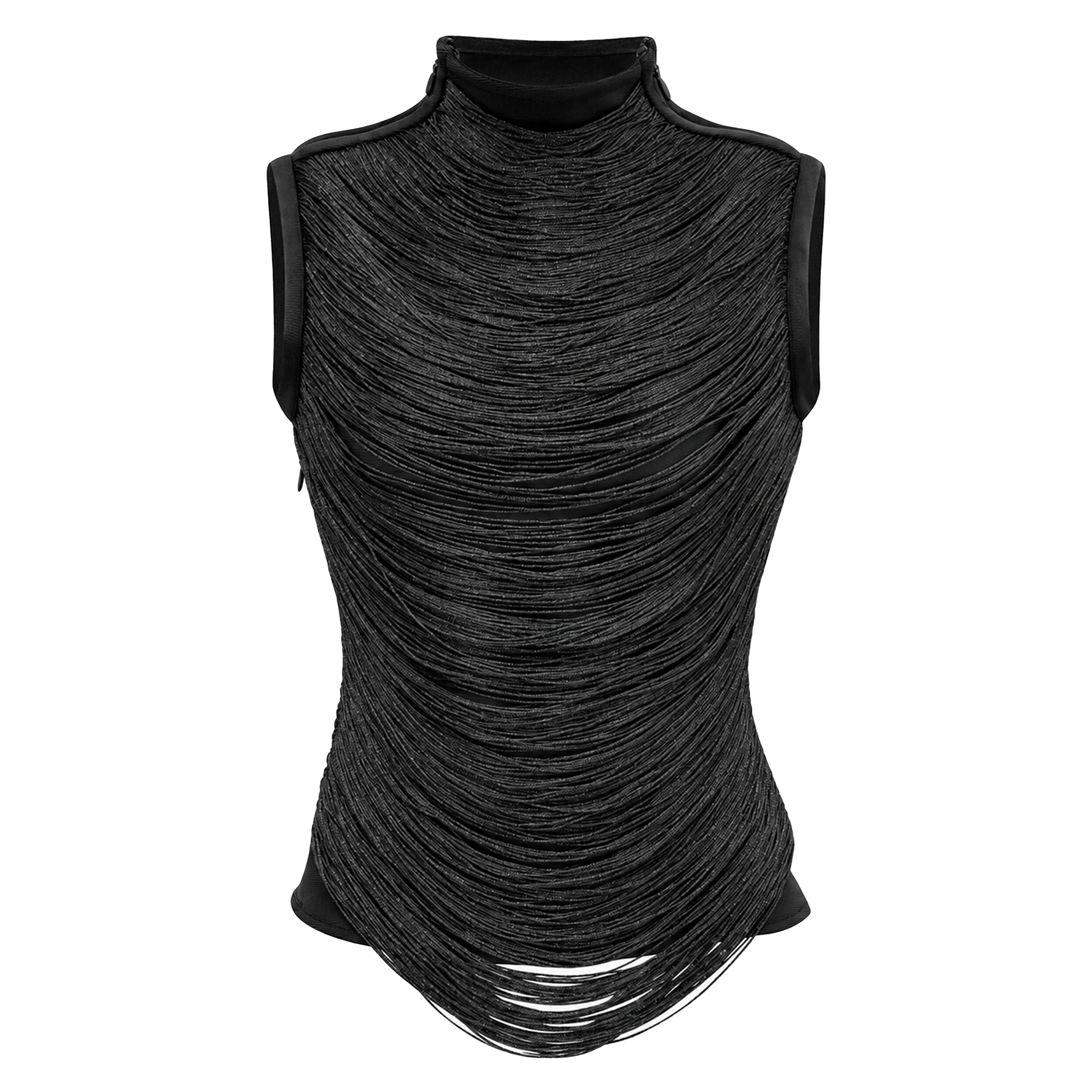 Borbála Black Fringed Top & Satin Skirt Set