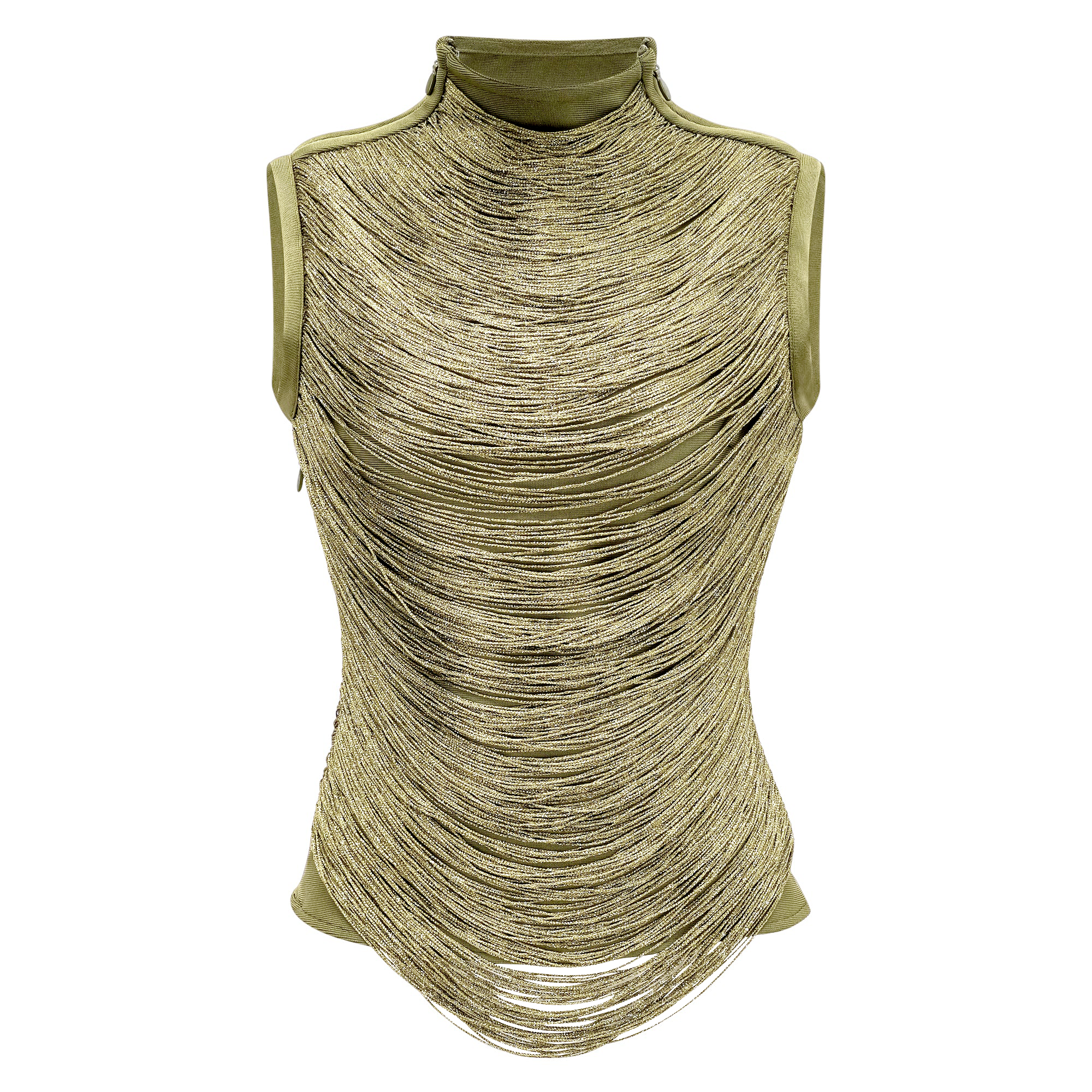Borbála Gold Fringed Top & Satin Skirt Set