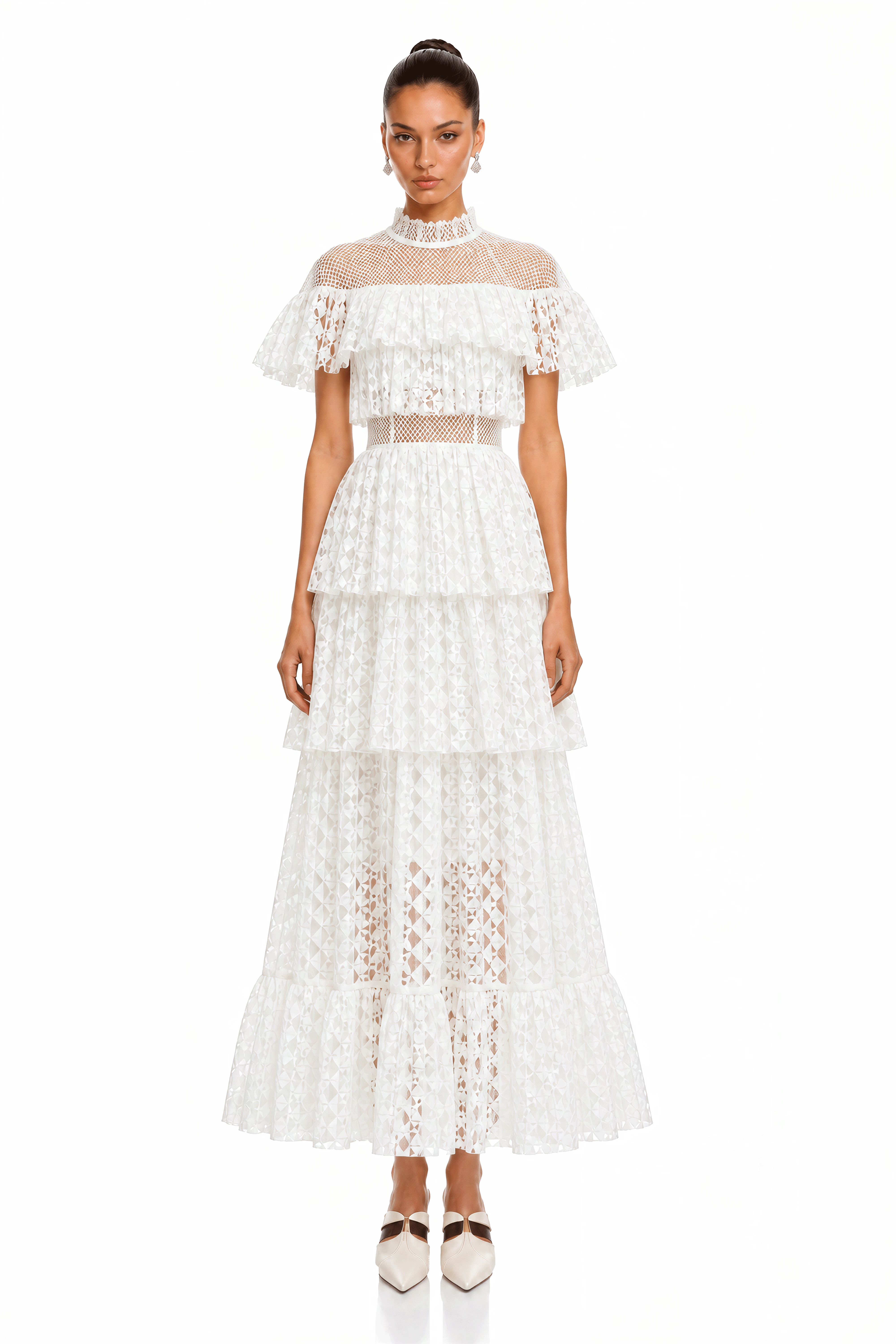 Brynlee White Lace Layered Maxi Dress