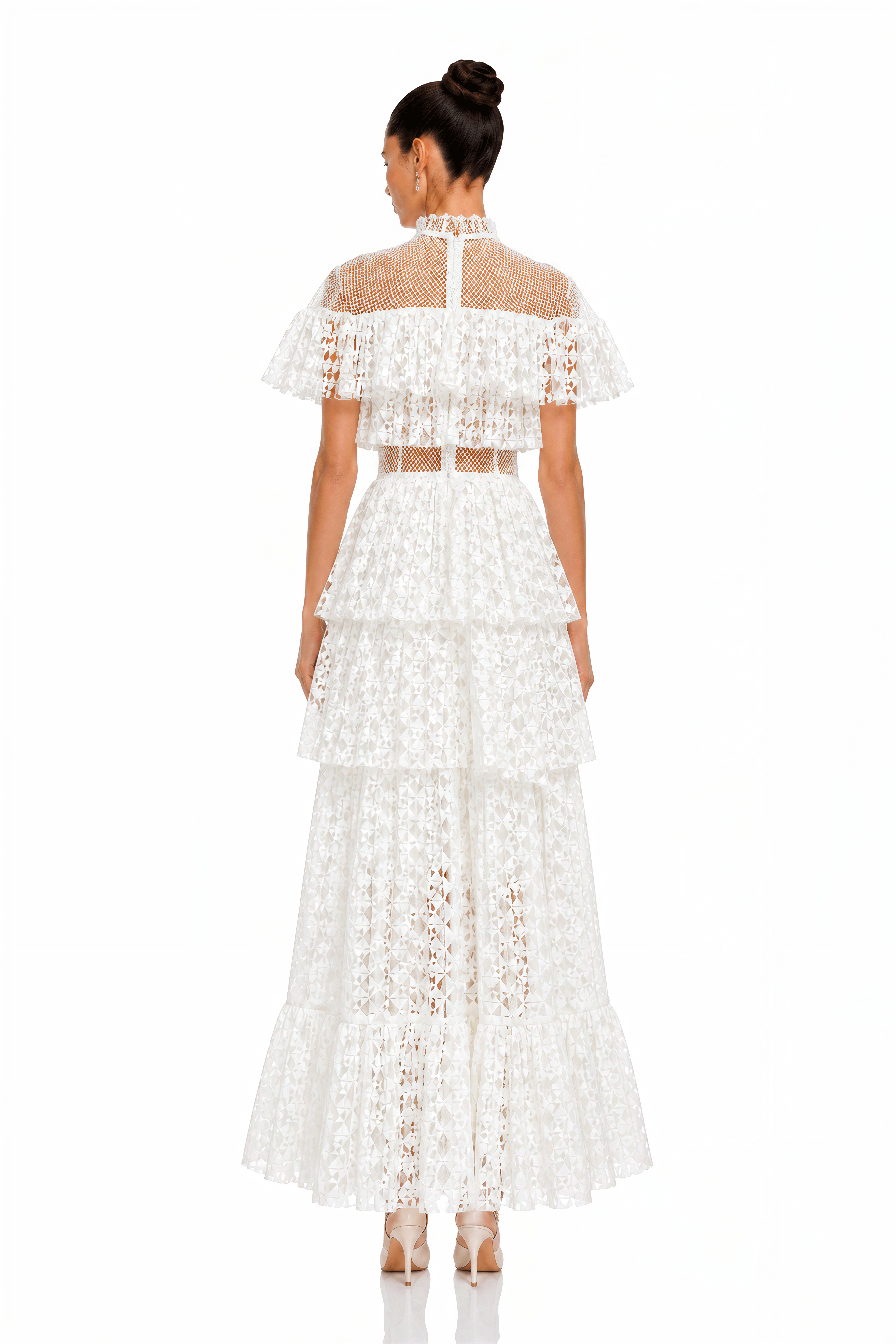 Brynlee White Lace Layered Maxi Dress