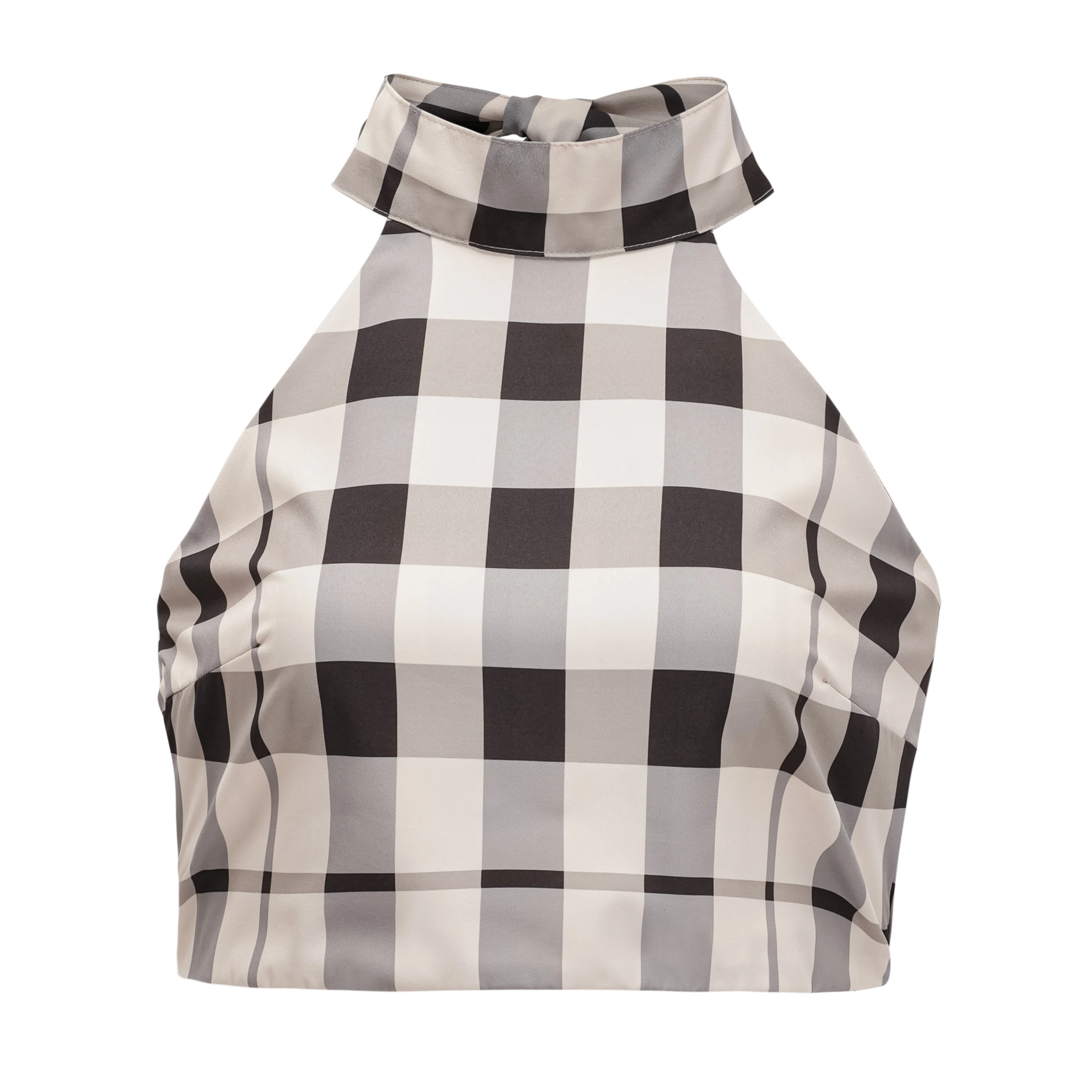 Buket Brown Plaid Top & Barrel Leg Trouser Set