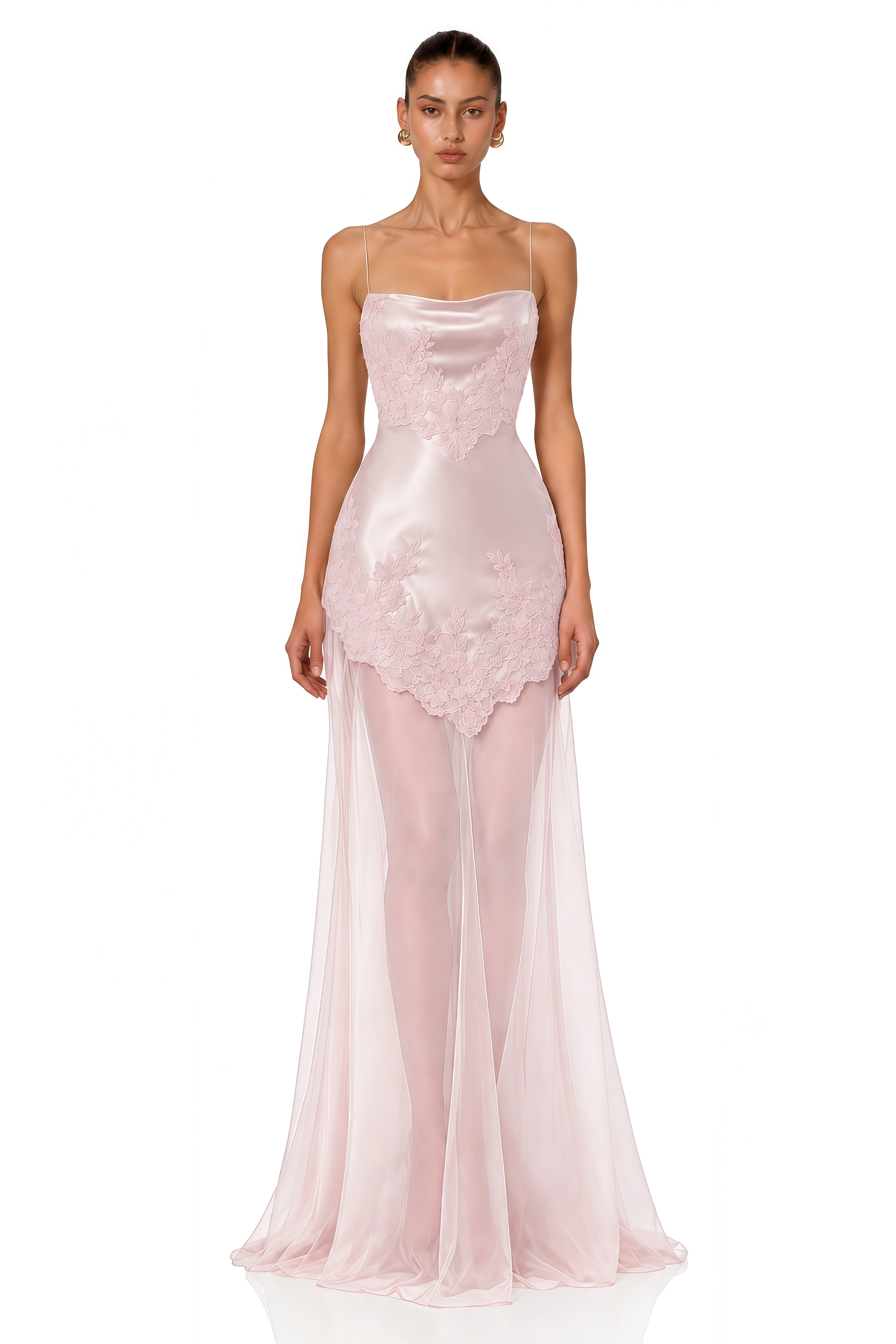 Calliope Pink Spaghetti Strap Satin Maxi Dress