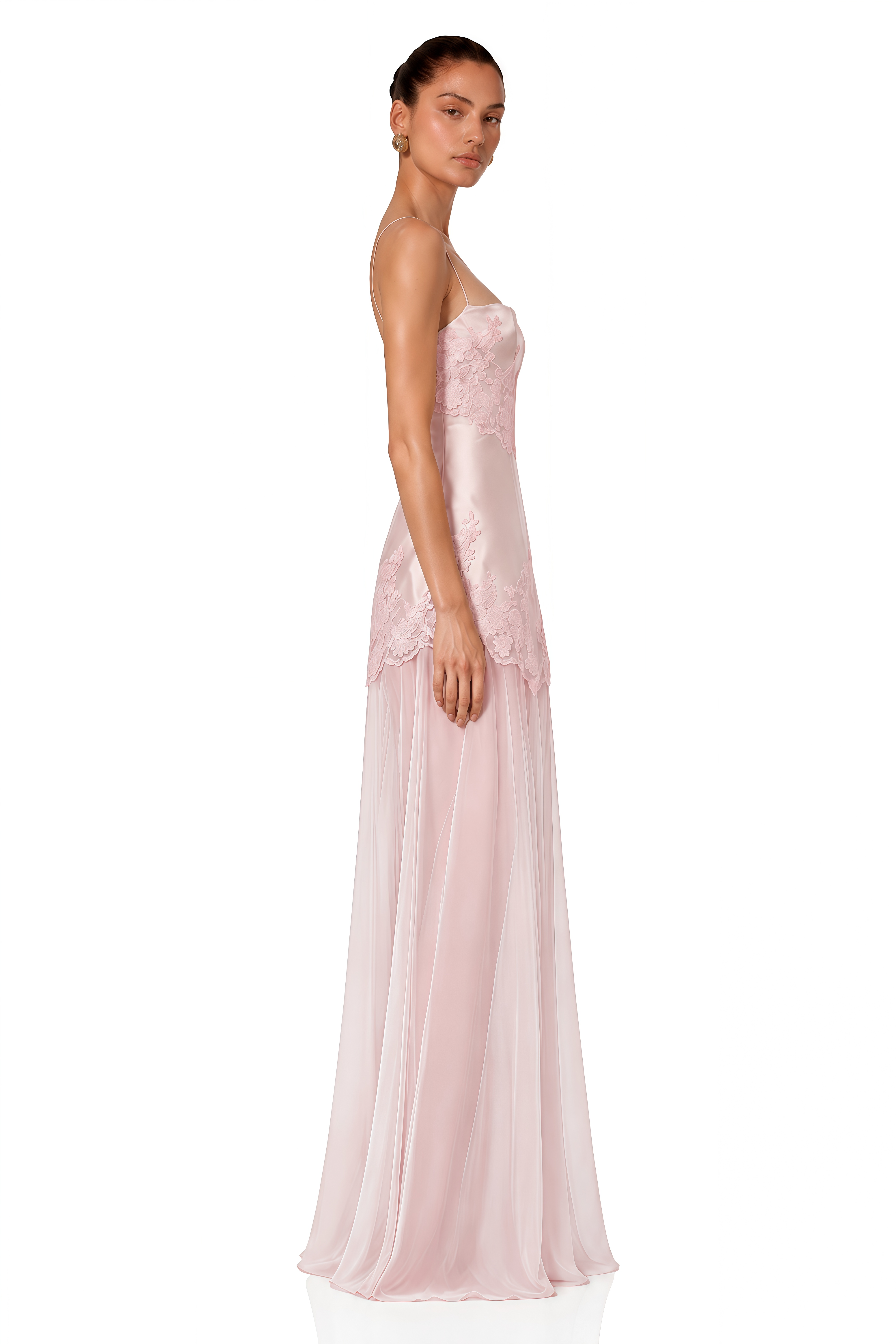 Calliope Pink Spaghetti Strap Satin Maxi Dress