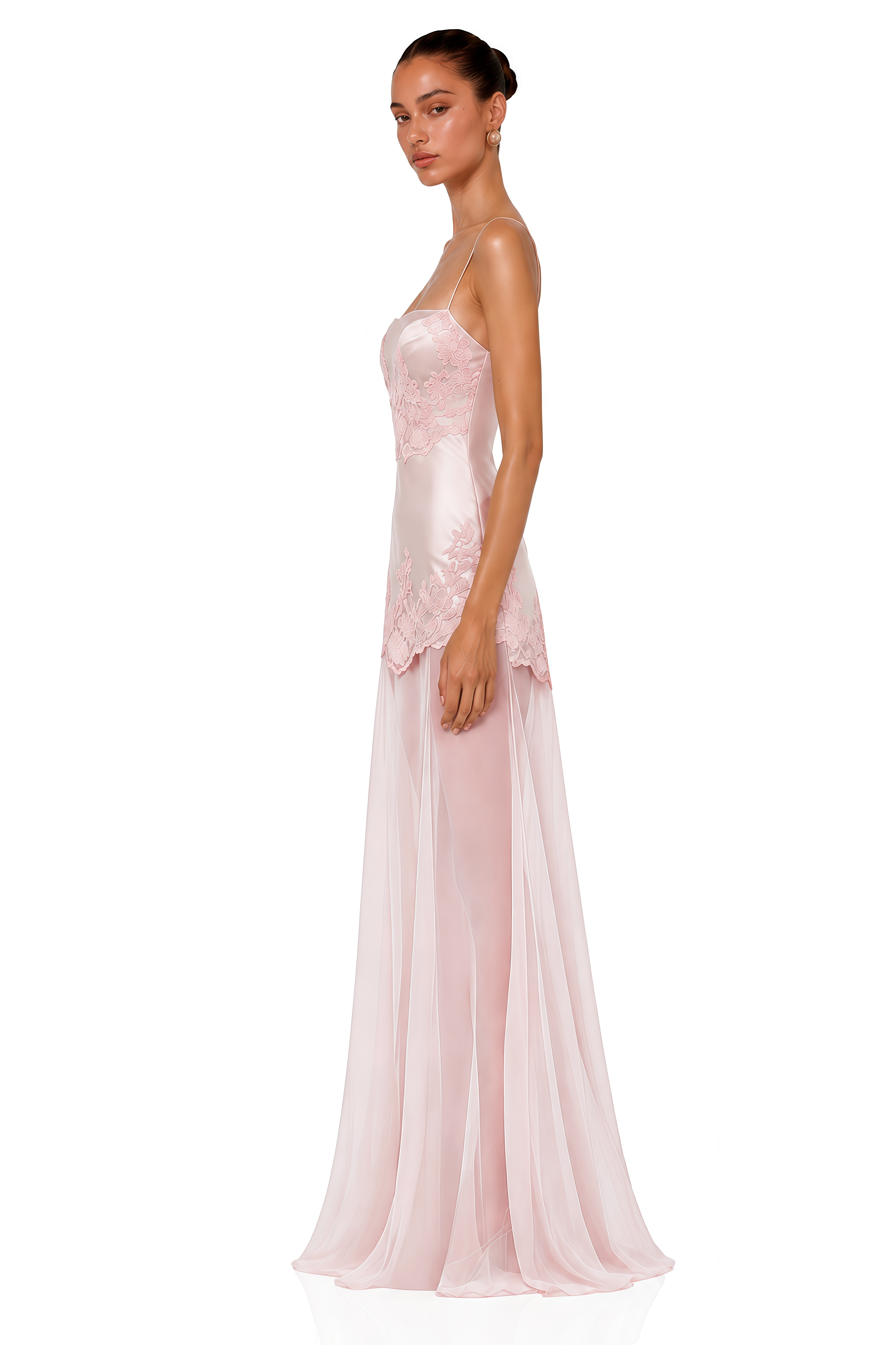Calliope Pink Spaghetti Strap Satin Maxi Dress