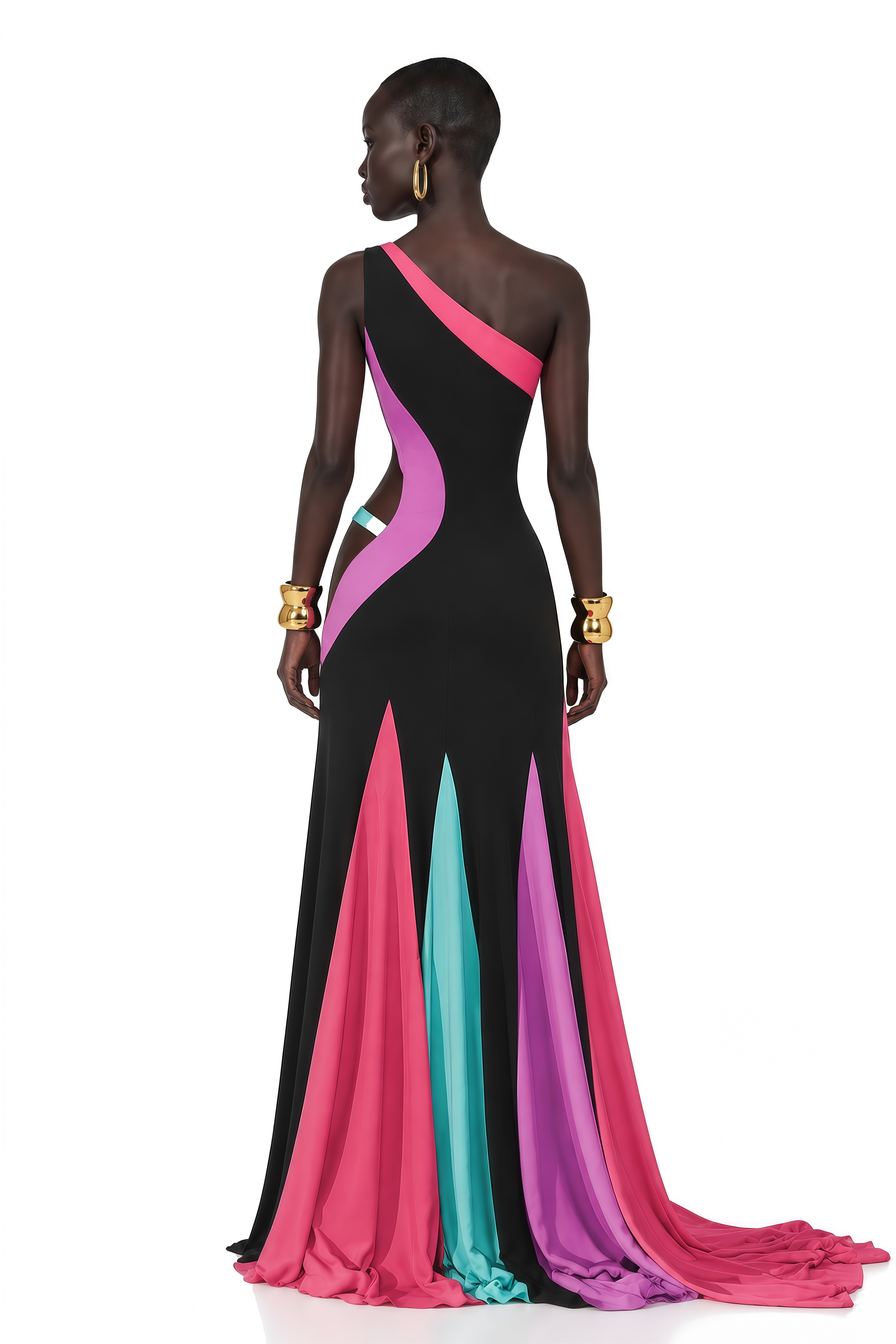 Calypso Black Multicolor Cut-Out Maxi Dress