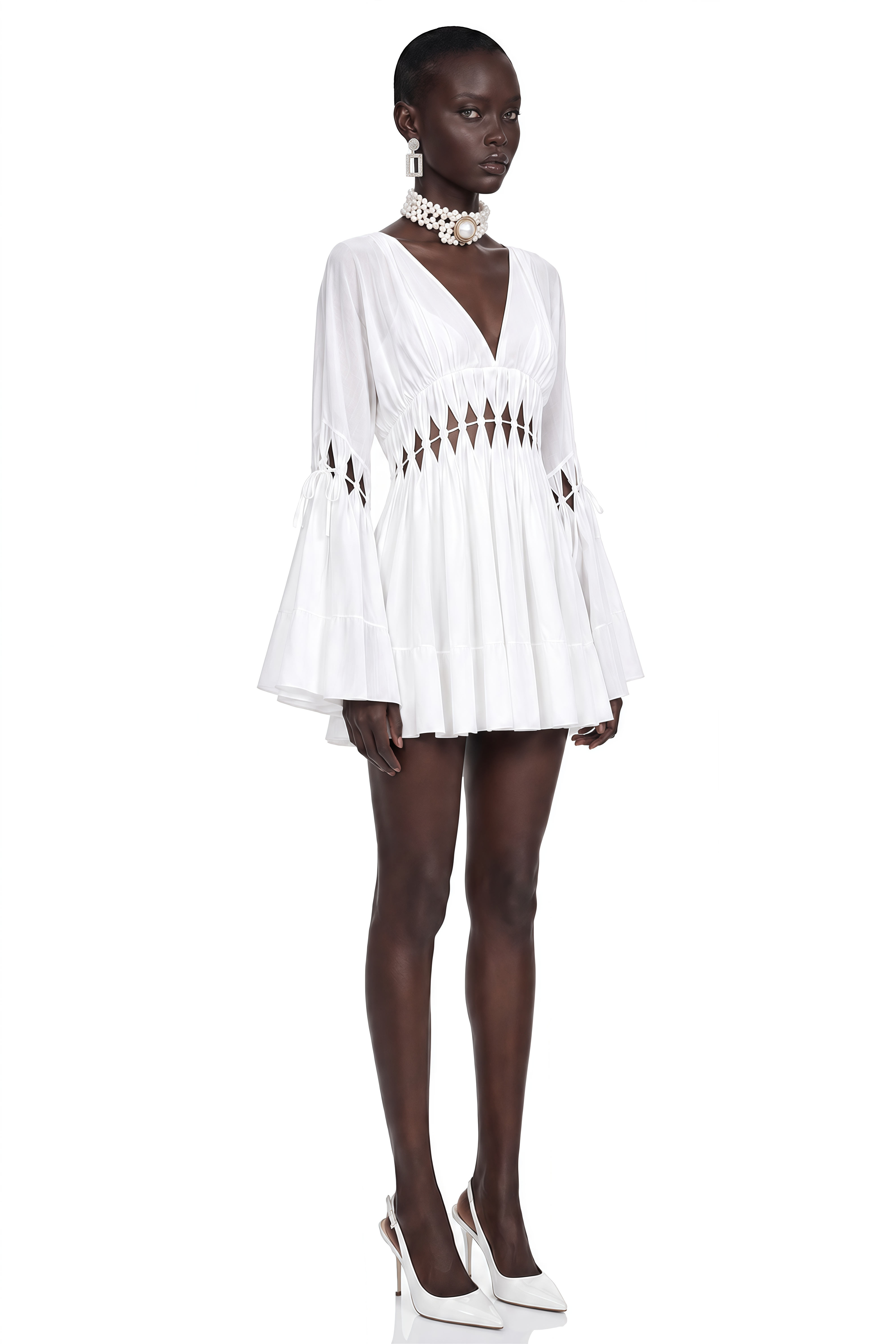 Cecelia White Puff Sleeve Mini Dress
