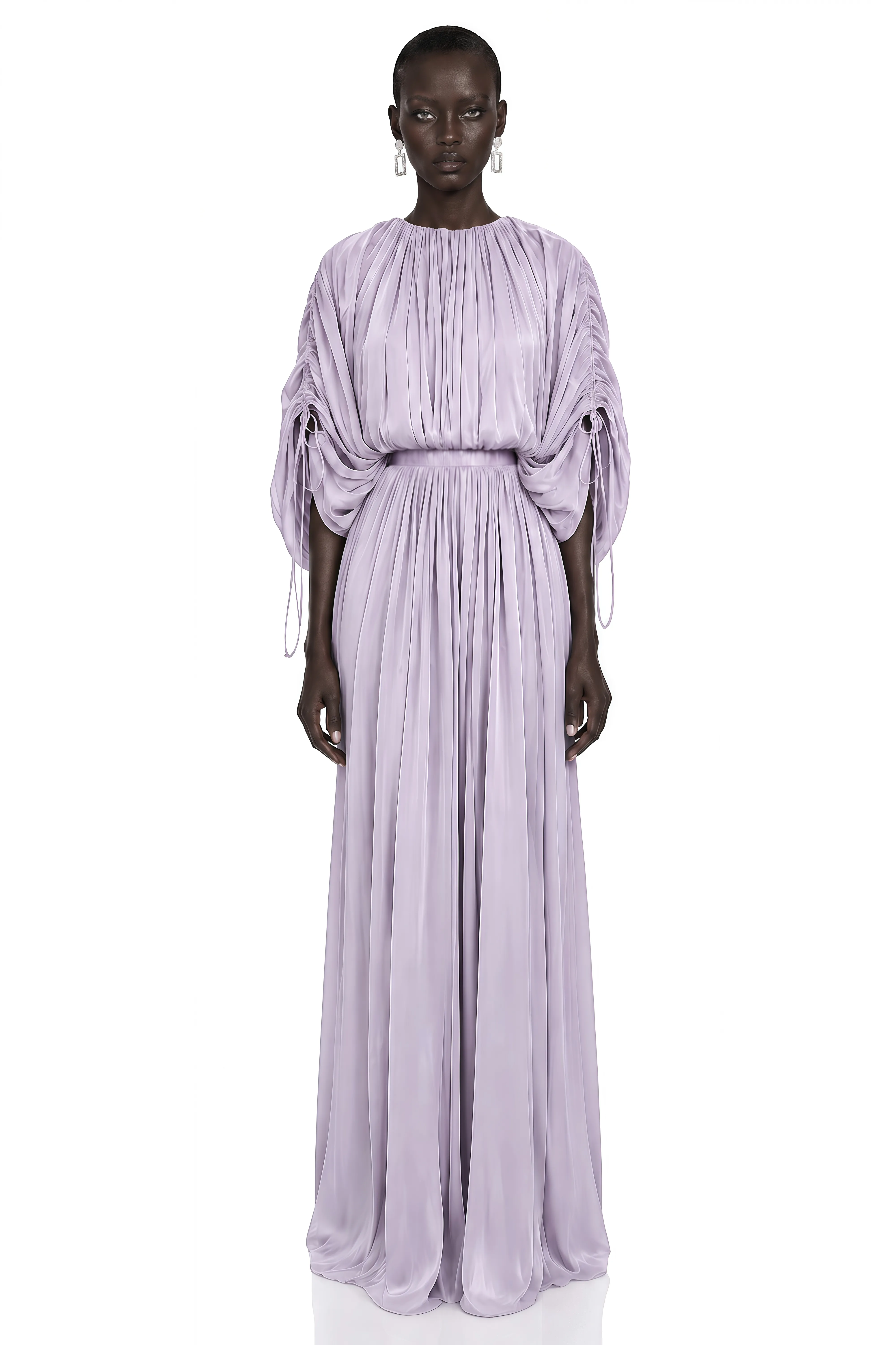 Charitina Purple Fully Pleated Blouse & Skirt Set