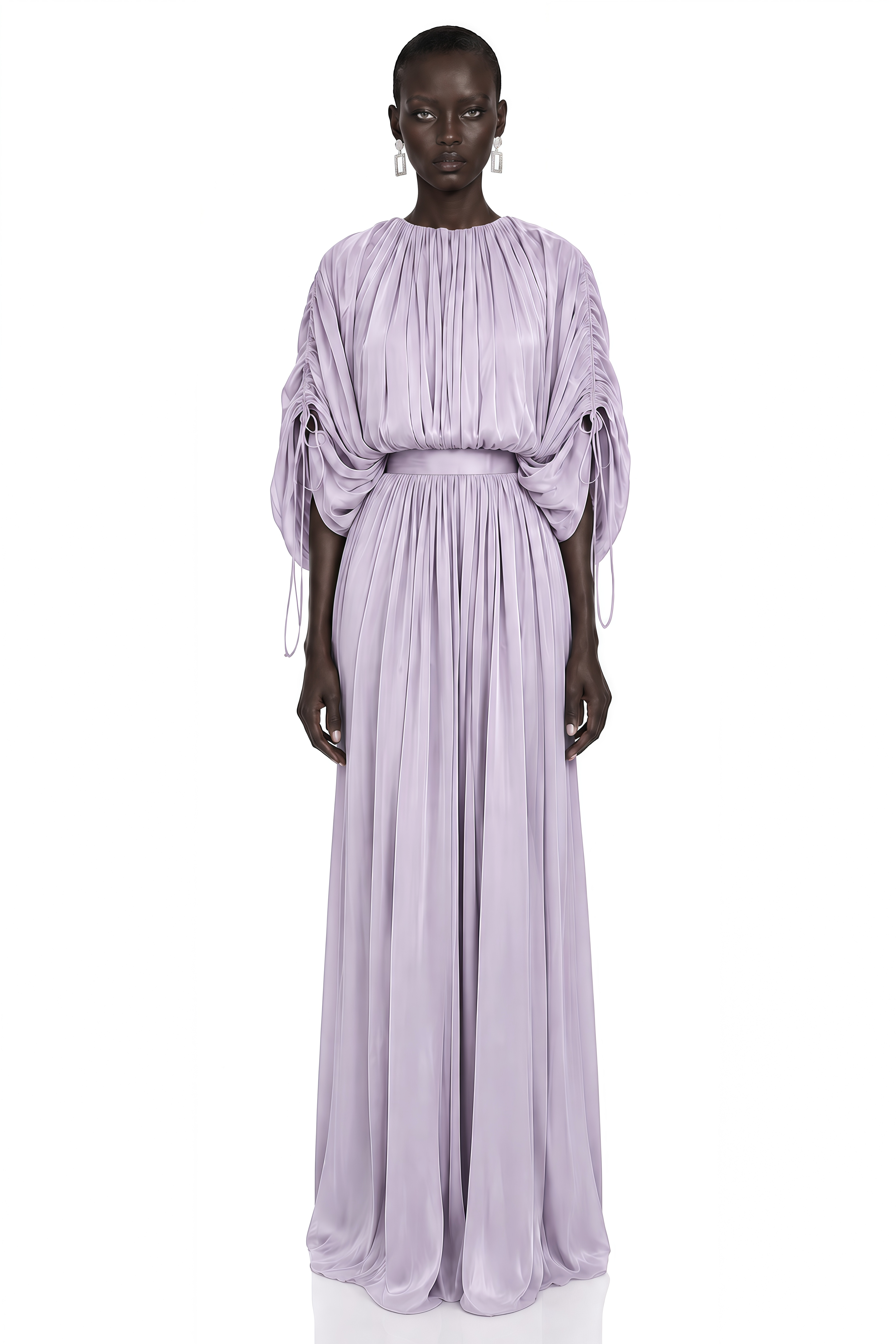 Charitina Purple Fully Pleated Blouse & Skirt Set
