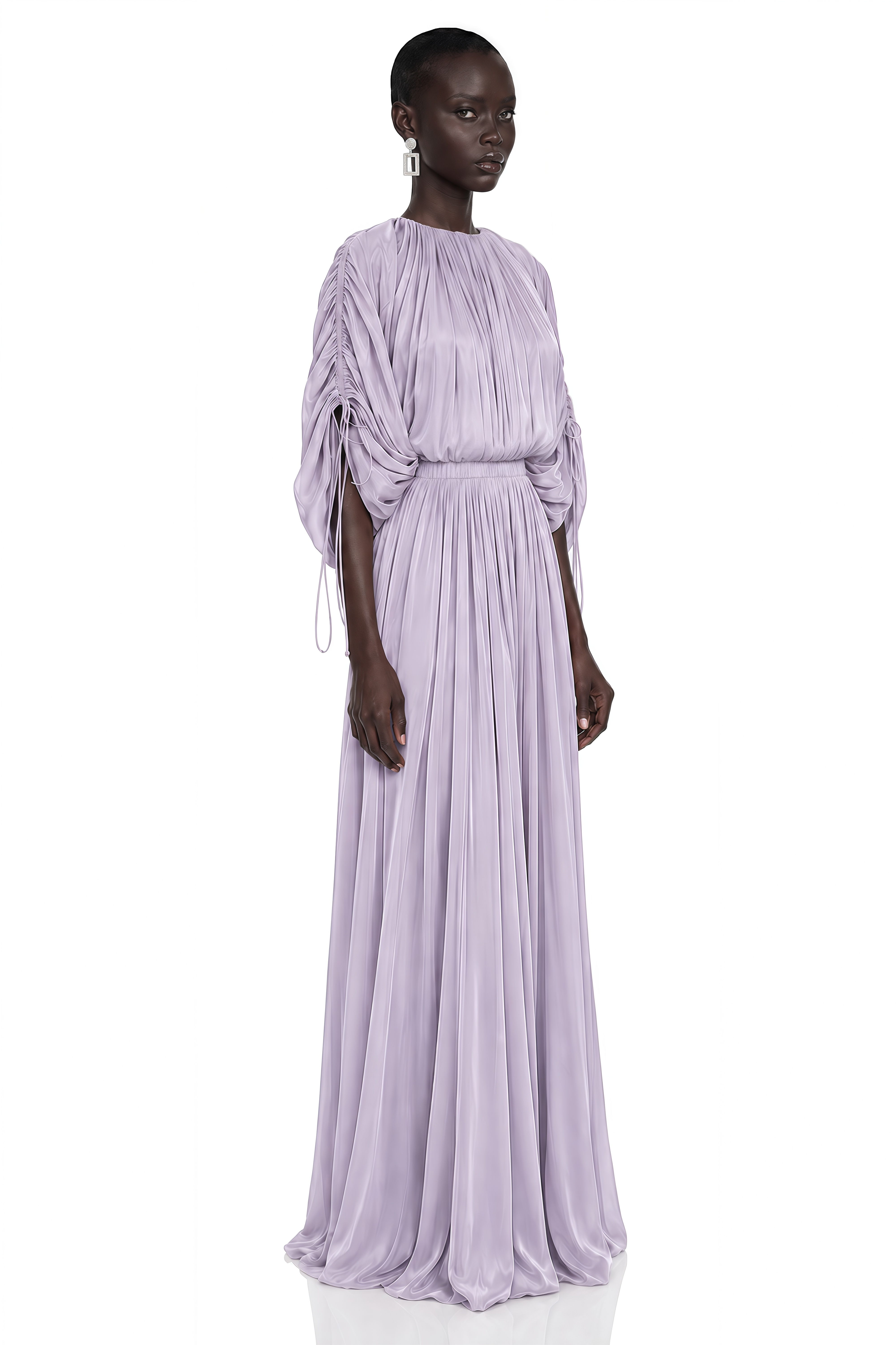 Charitina Purple Fully Pleated Blouse & Skirt Set