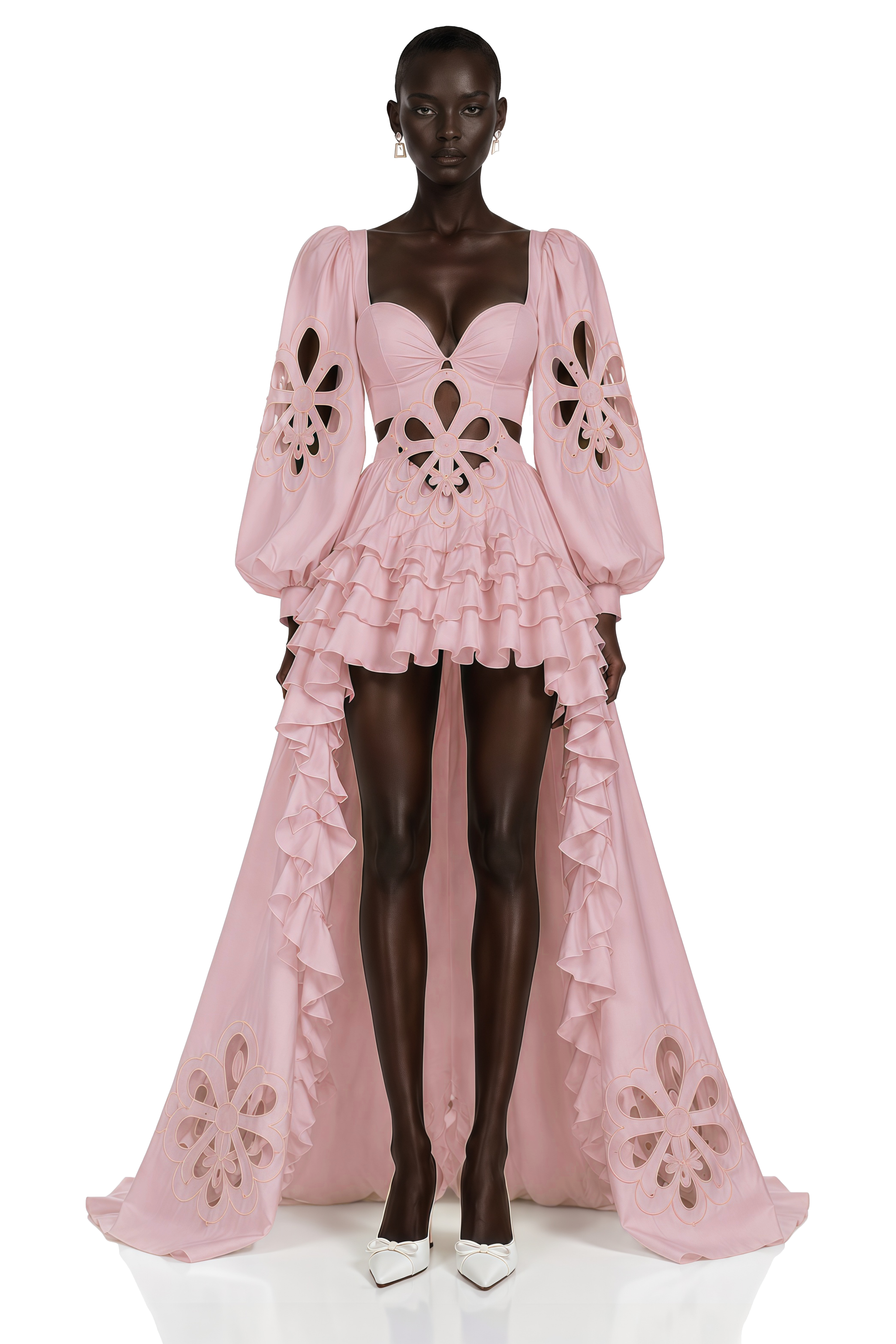 Charles Pink Cut-Out Asymmetrical Maxi Dress