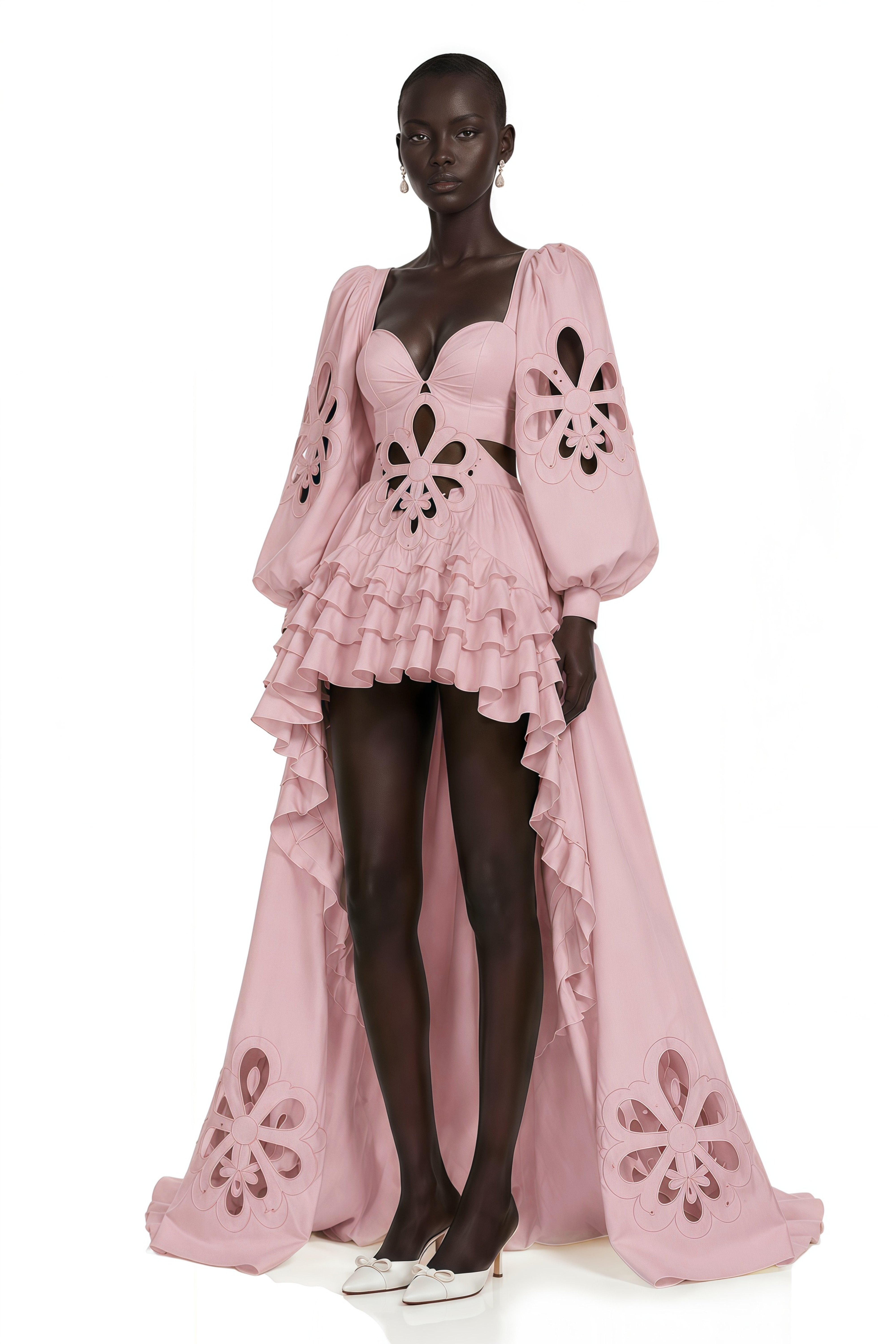 Charles Pink Cut-Out Asymmetrical Maxi Dress