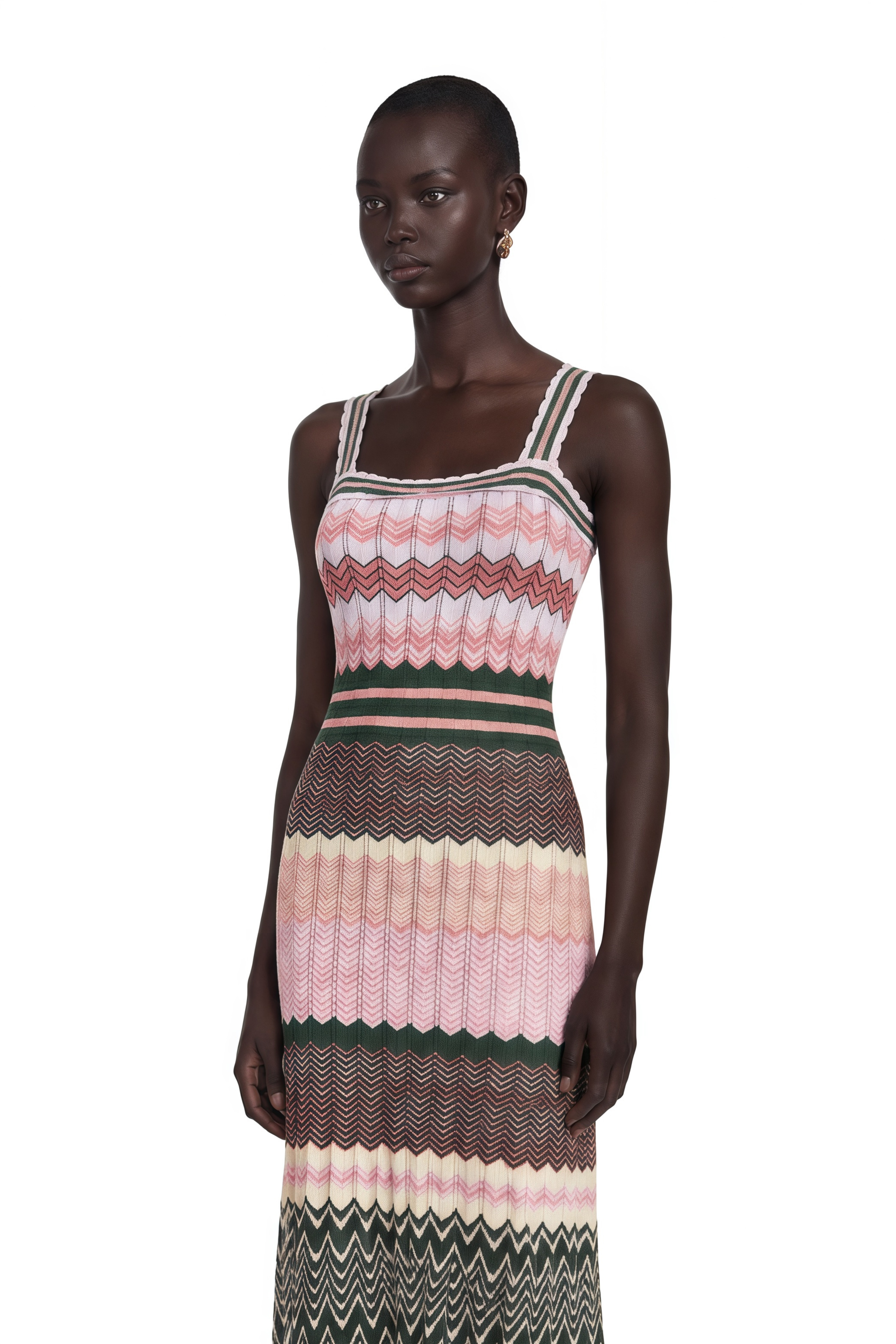 Daphné Contrast-Color Knitted Midi Dress