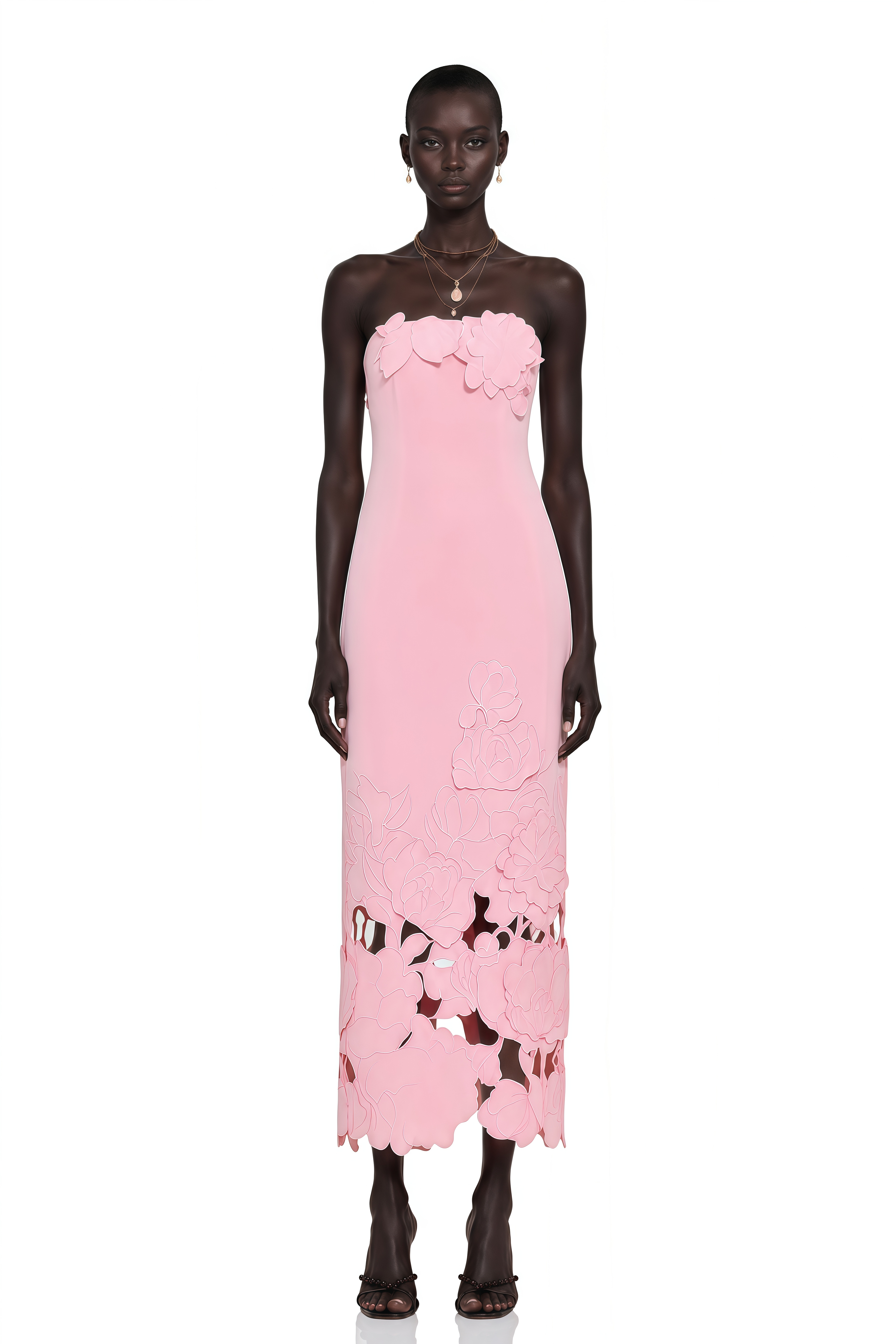 Inga Pink Strapless Floral Embroidered Maxi Dress – Miss Rosier
