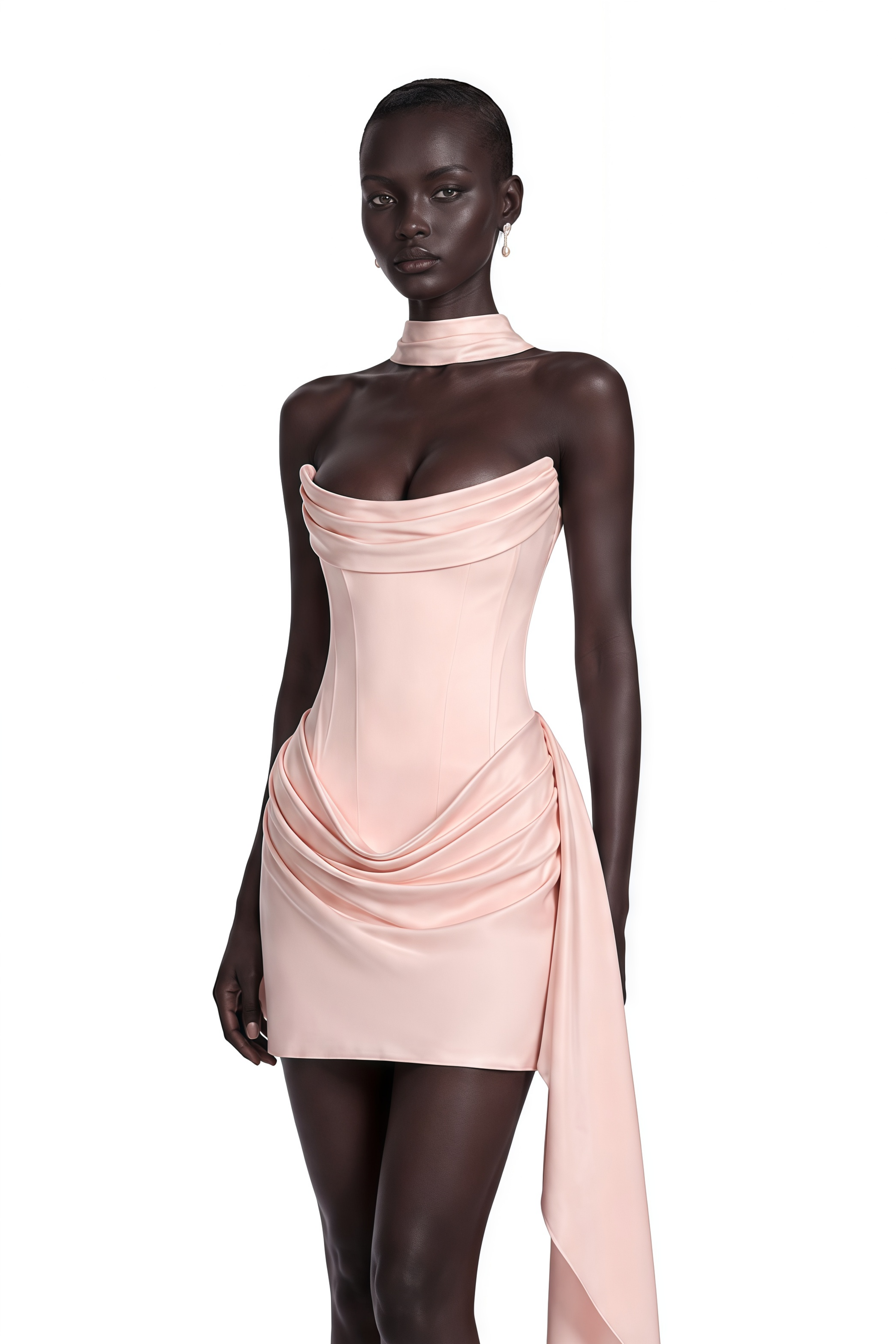 Zenina Pink Ruched Ribbon Detail Mini Dress – Miss Rosier