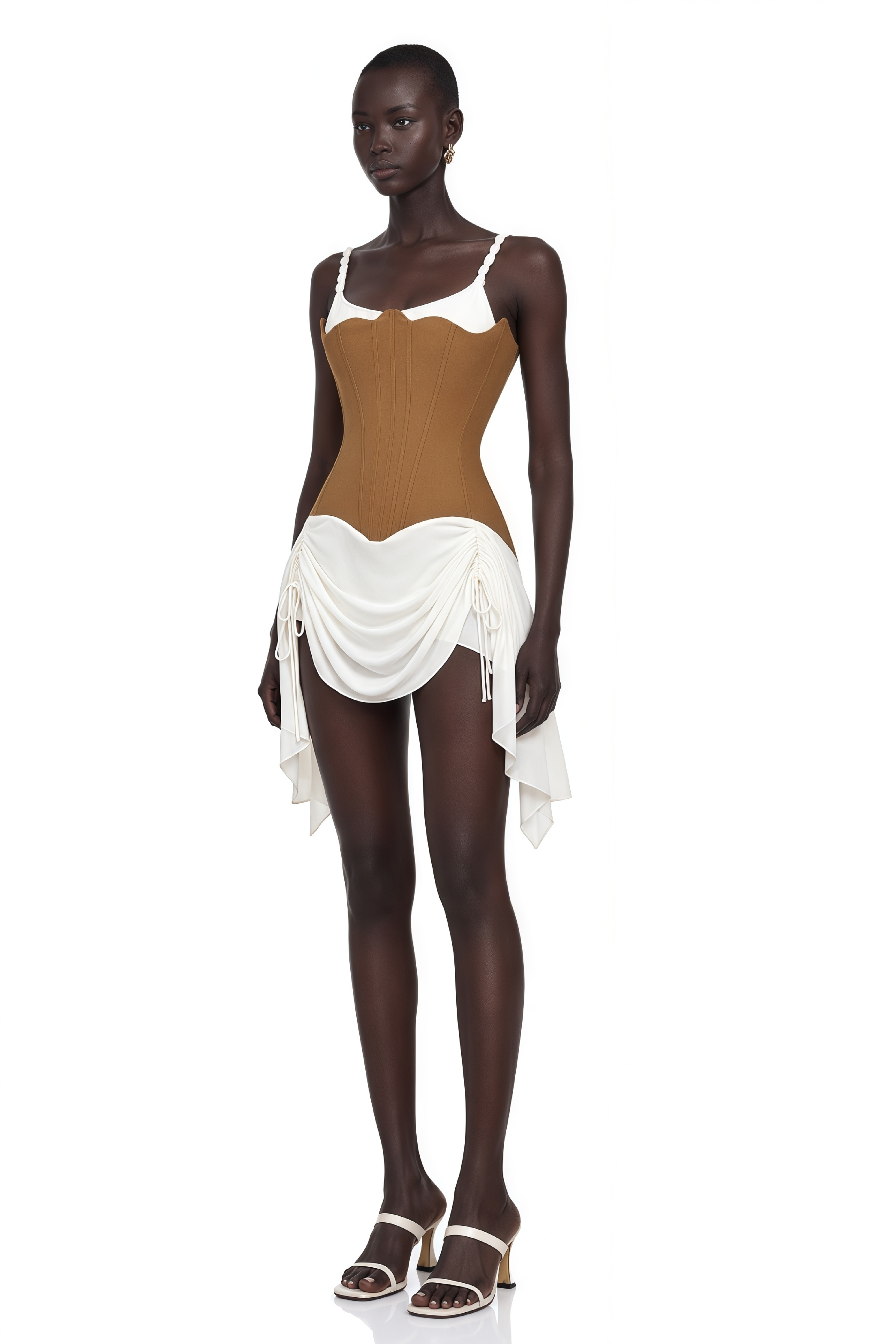 Yasmine Brown Bustier Panel Mini Dress