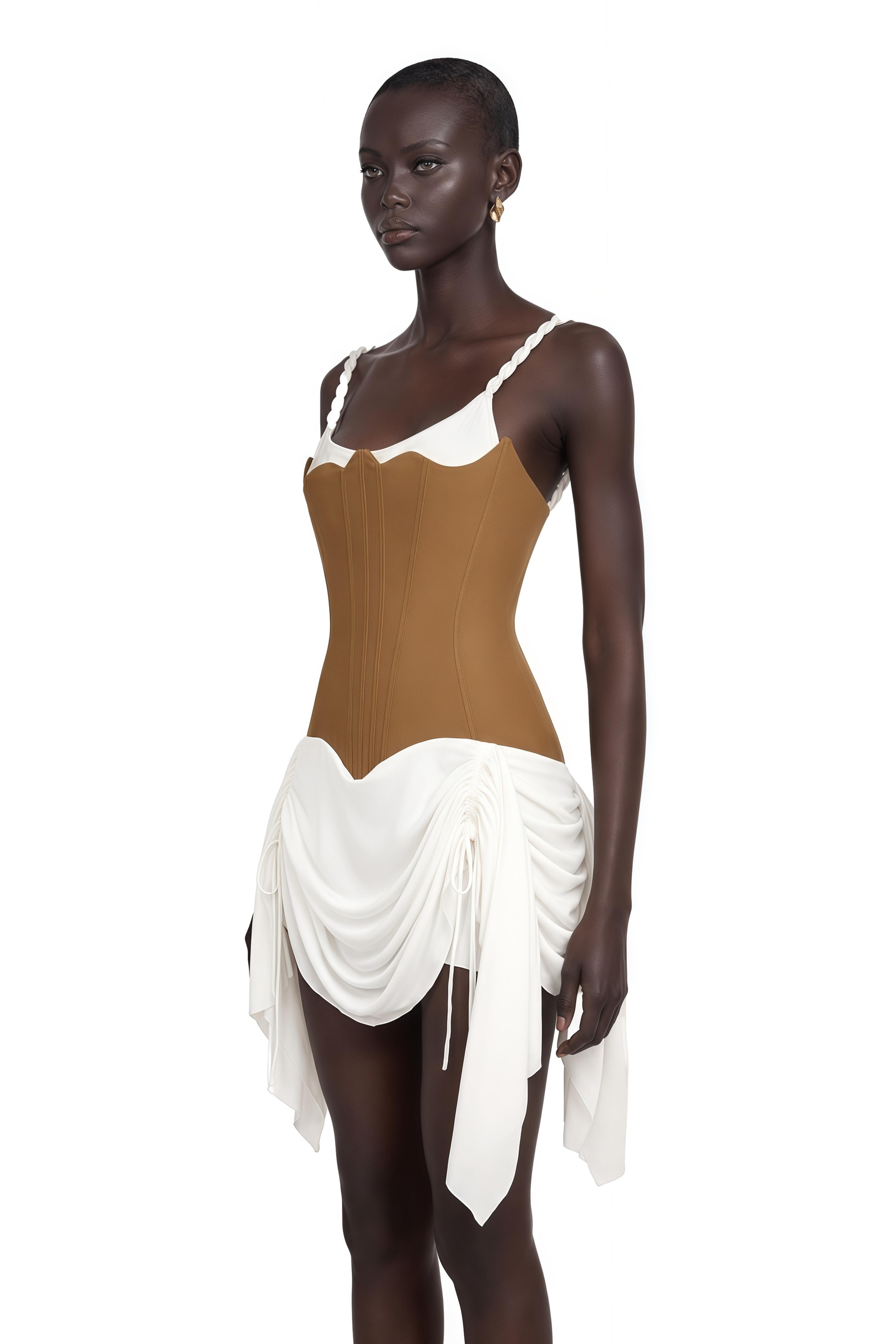 Yasmine Brown Bustier Panel Mini Dress