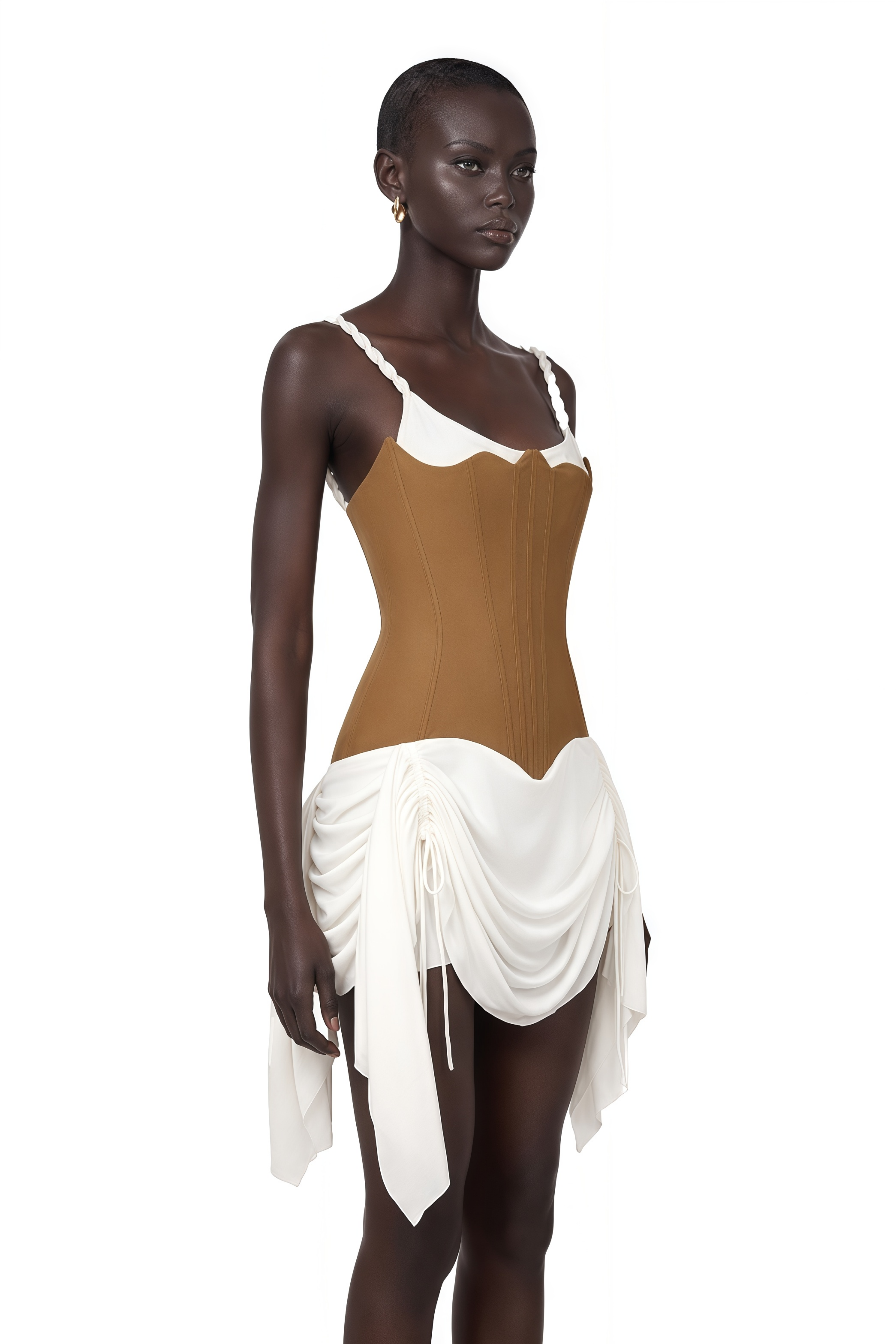 Yasmine Brown Bustier Panel Mini Dress