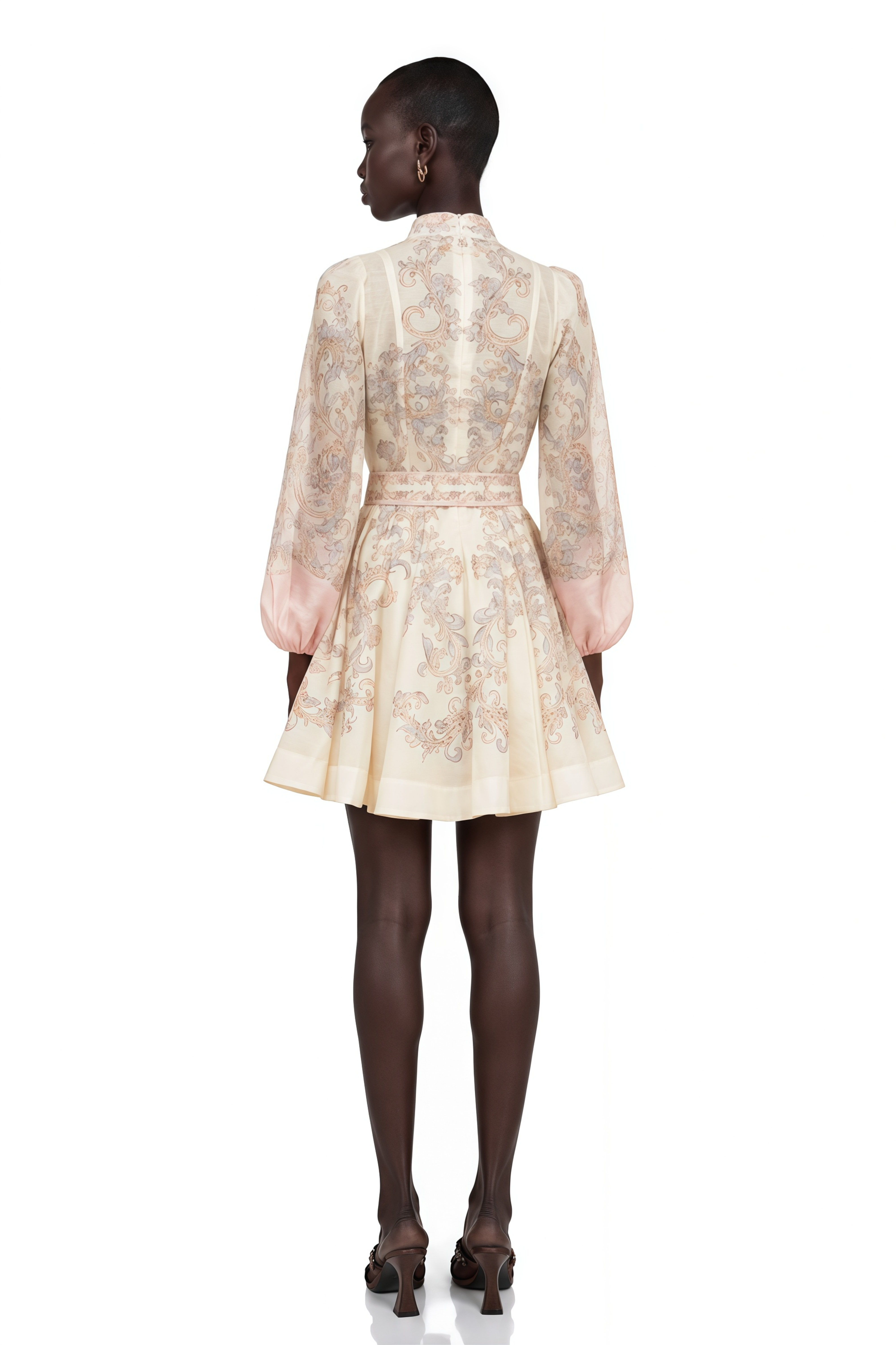 Fabienne Neutral Floral Print Mini Dress