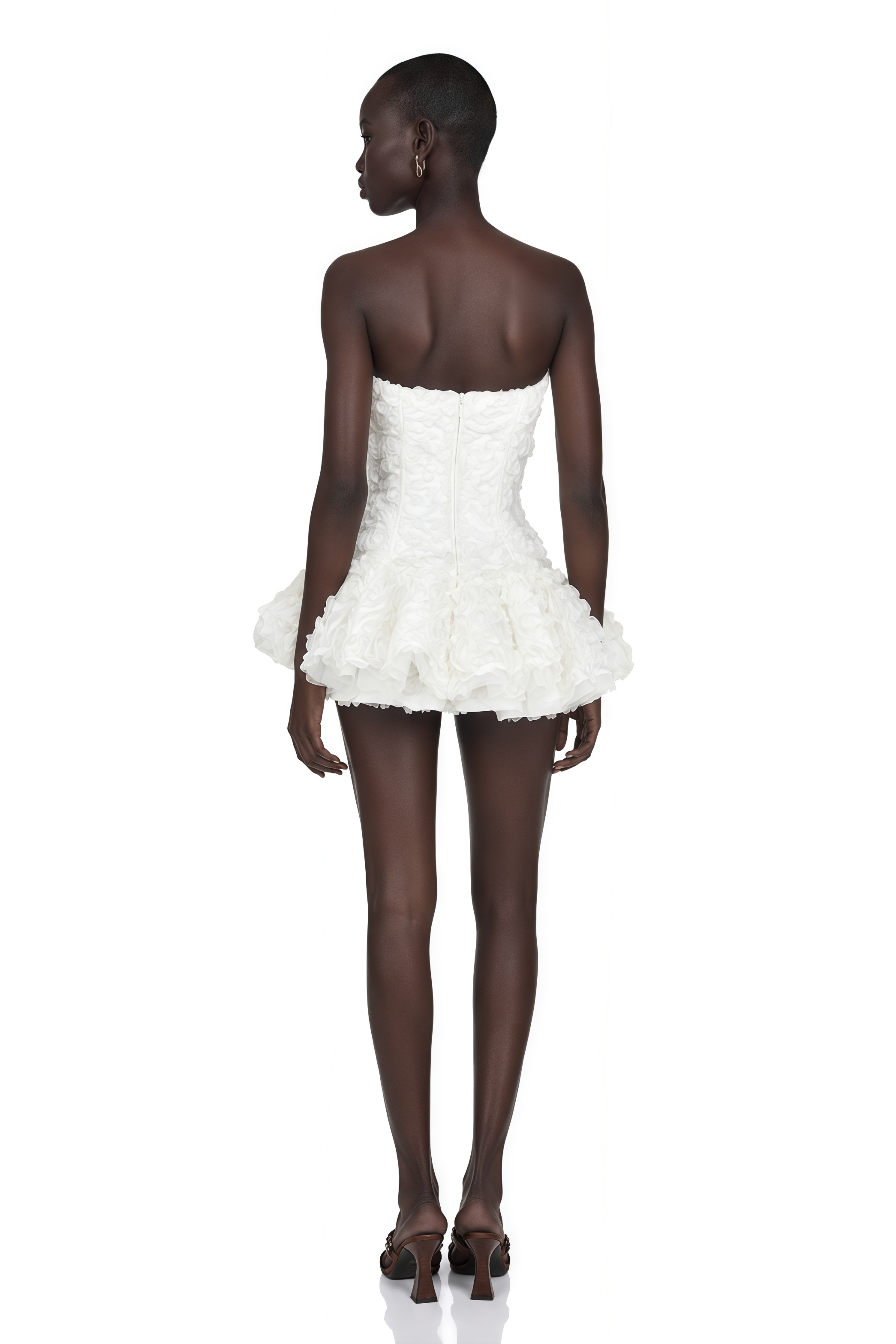 Quilla White Off Shoulder Mini Dress with 3D Florals