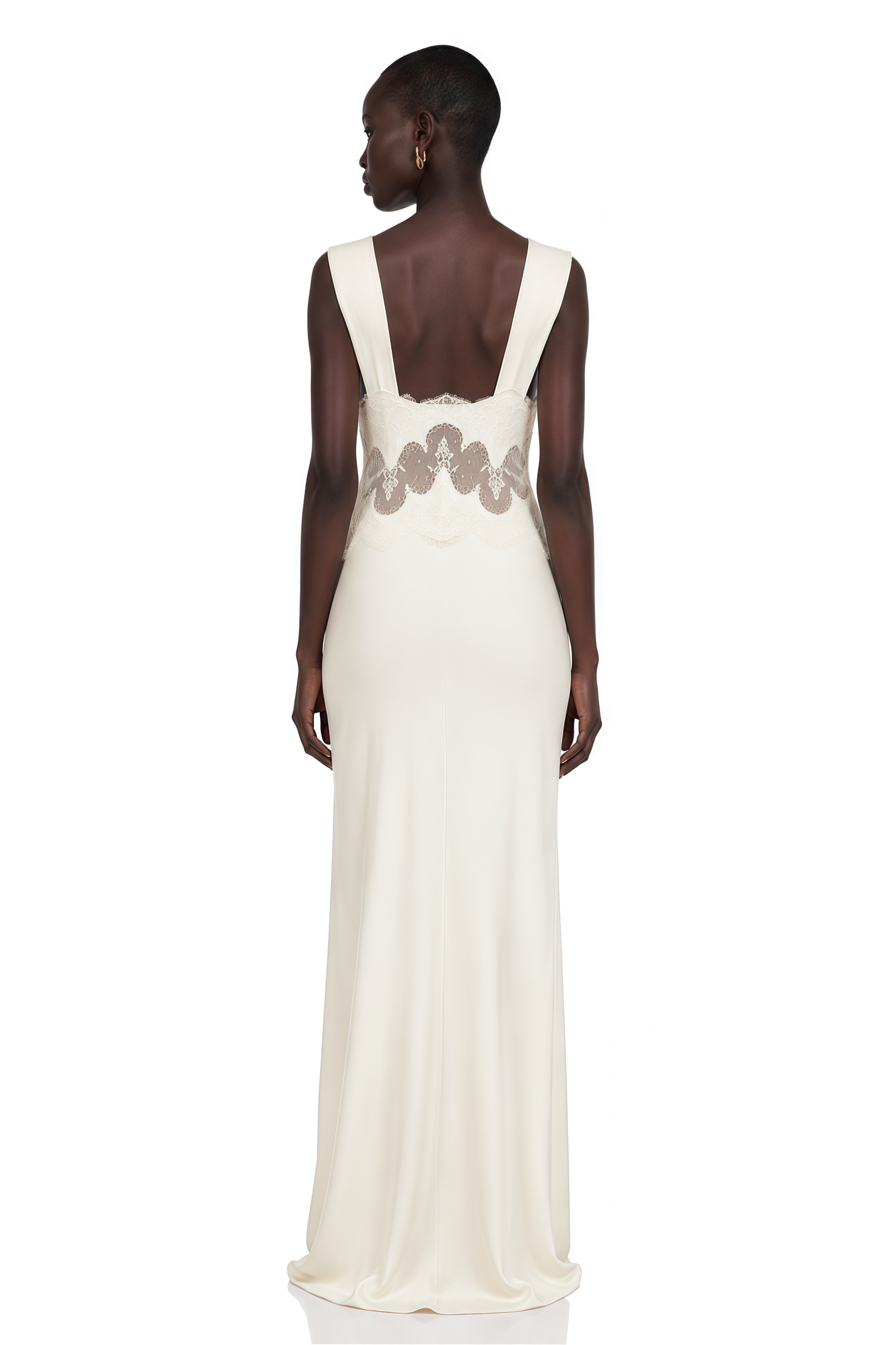 Aitana Neutrals Satin Maxi Dress with Lace Panels