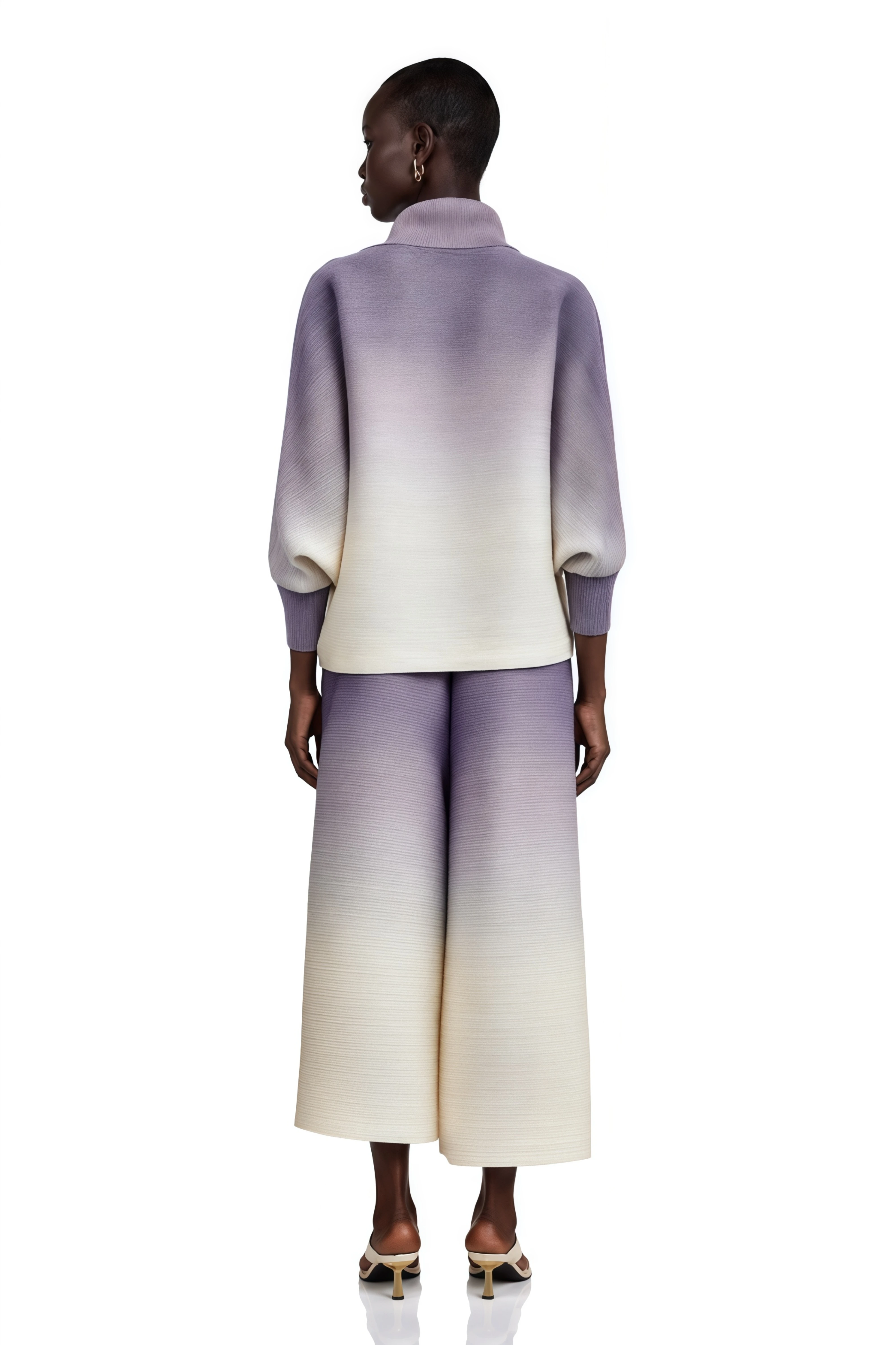 Agathe Purple Gradient Wrinkled Blouse & Trousers Matching Set