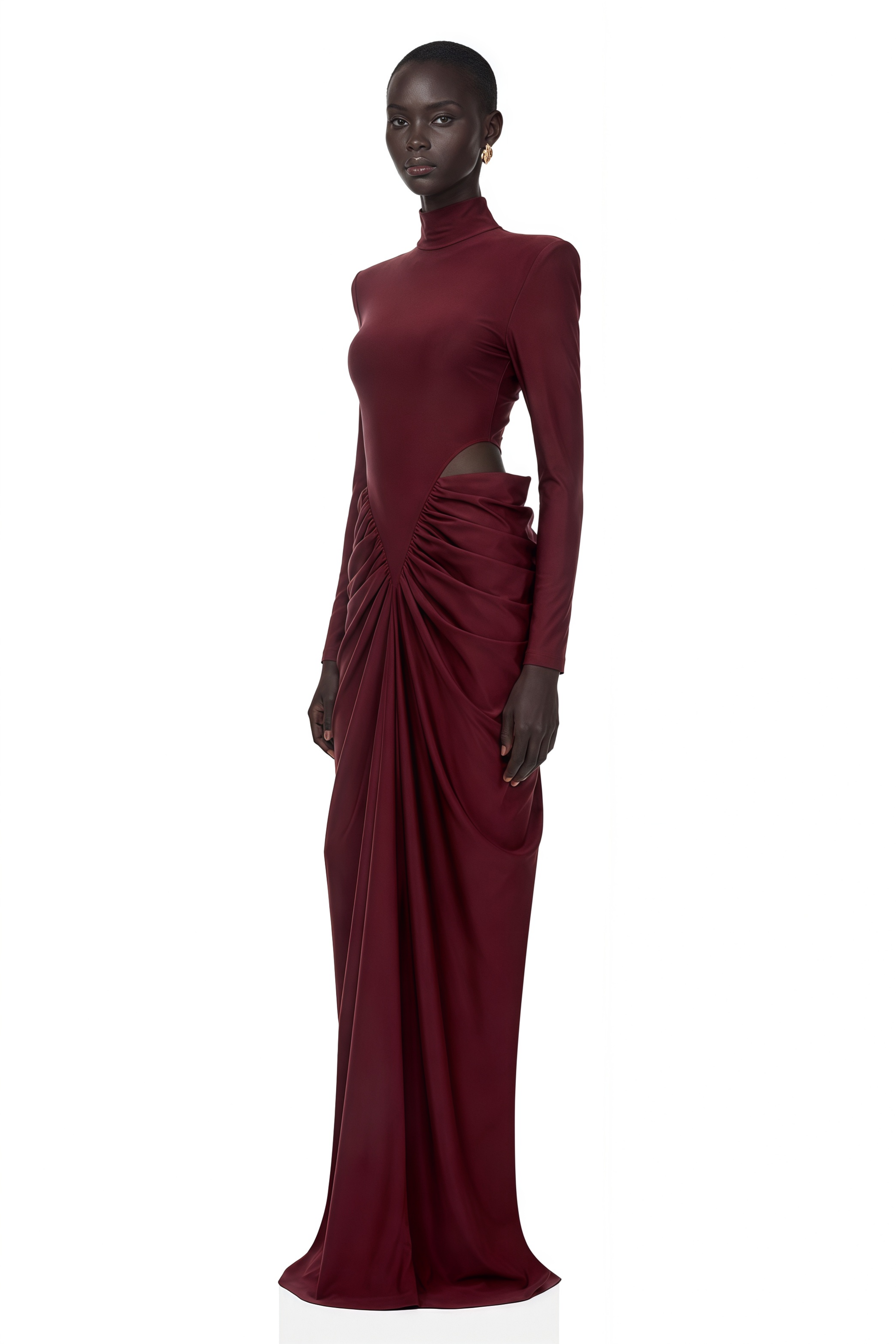 Arlene Red Cut Out Ruched Maxi Dress