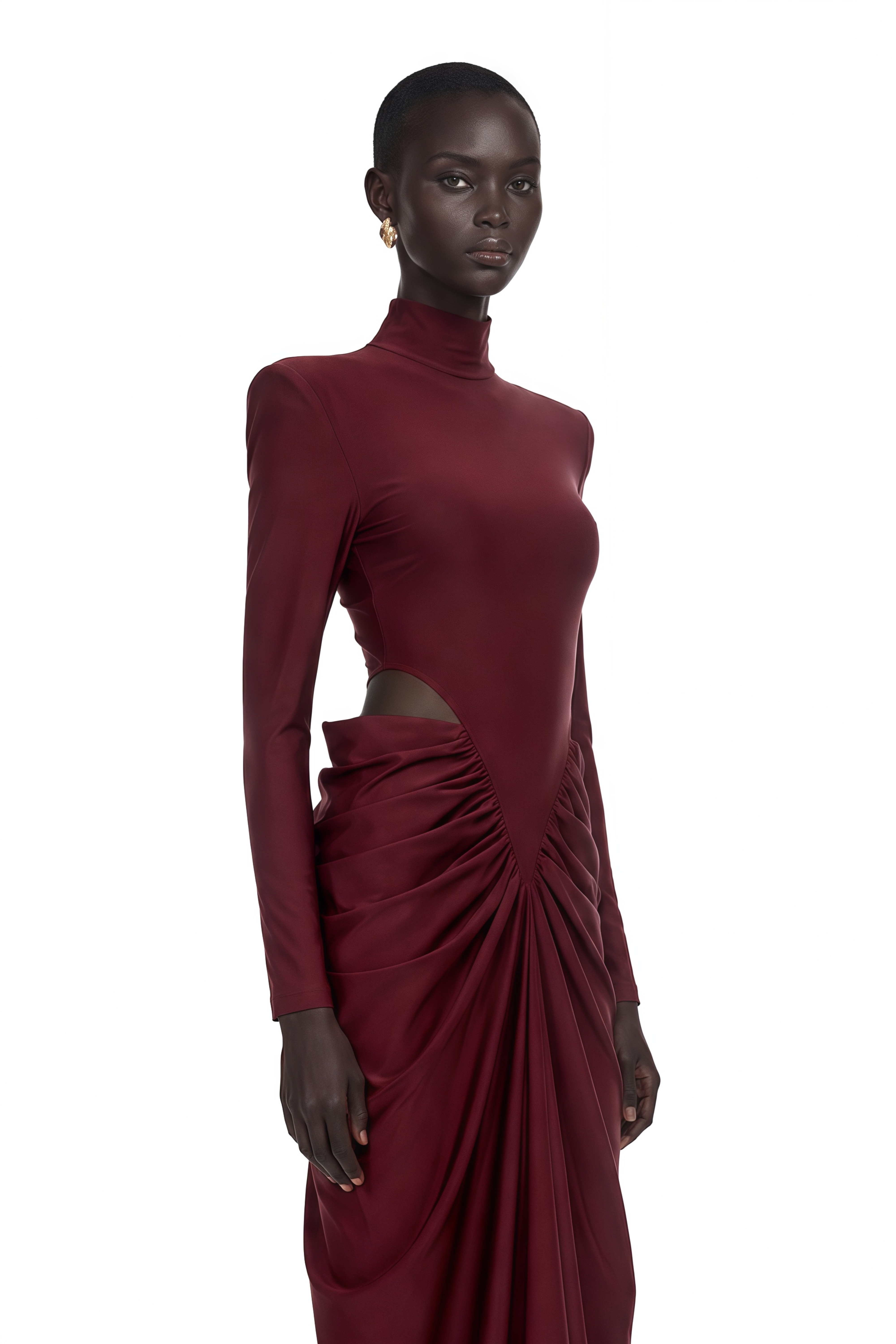 Arlene Red Cut Out Ruched Maxi Dress