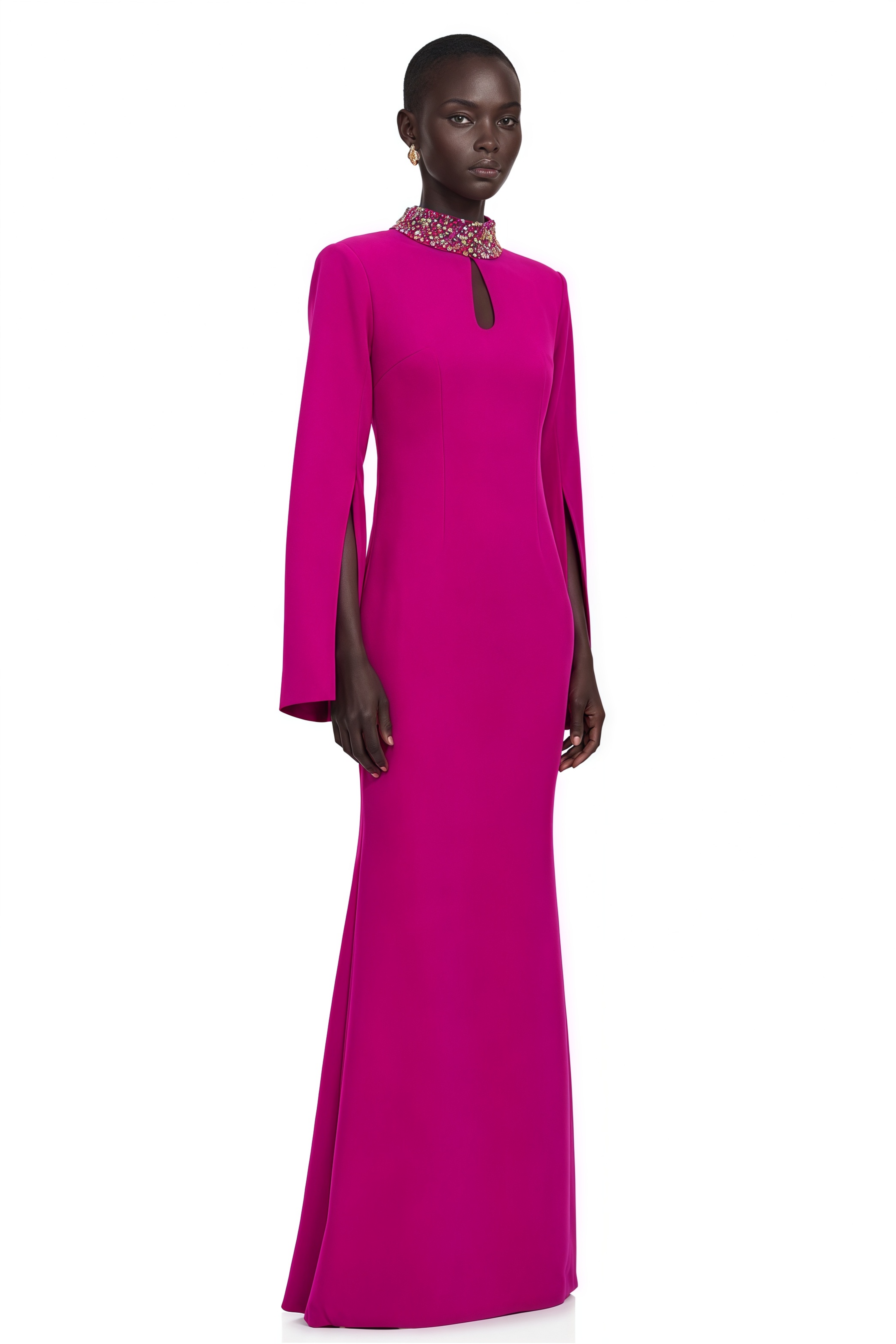 Majestueuse Fuchsia Keyhole-Detail Mermaid Gown